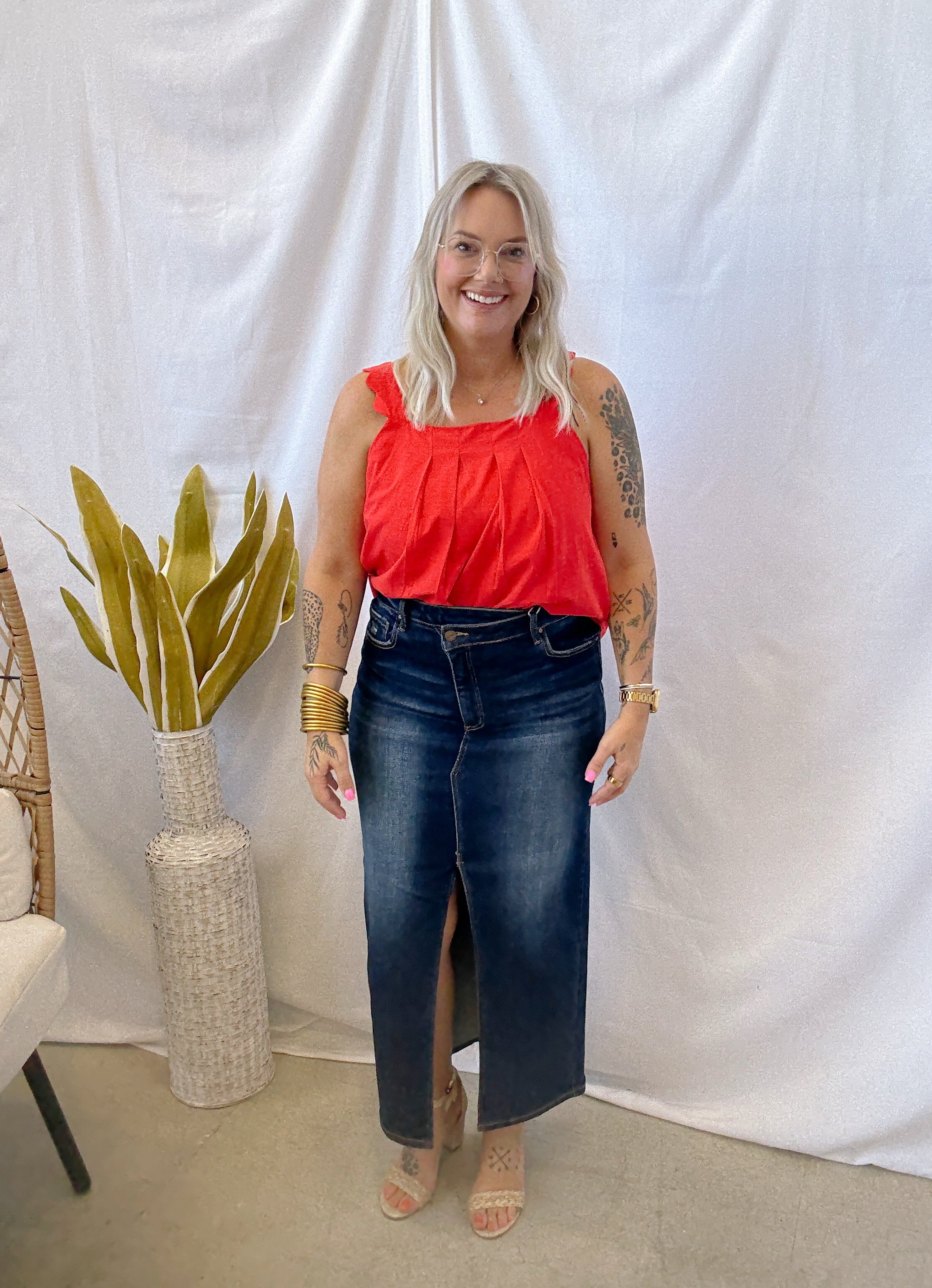 Risen Dark Wash Skirt-Final Sale-Skirts-risen-The Silo Boutique, Women's Fashion Boutique Located in Warren and Grand Forks North Dakota