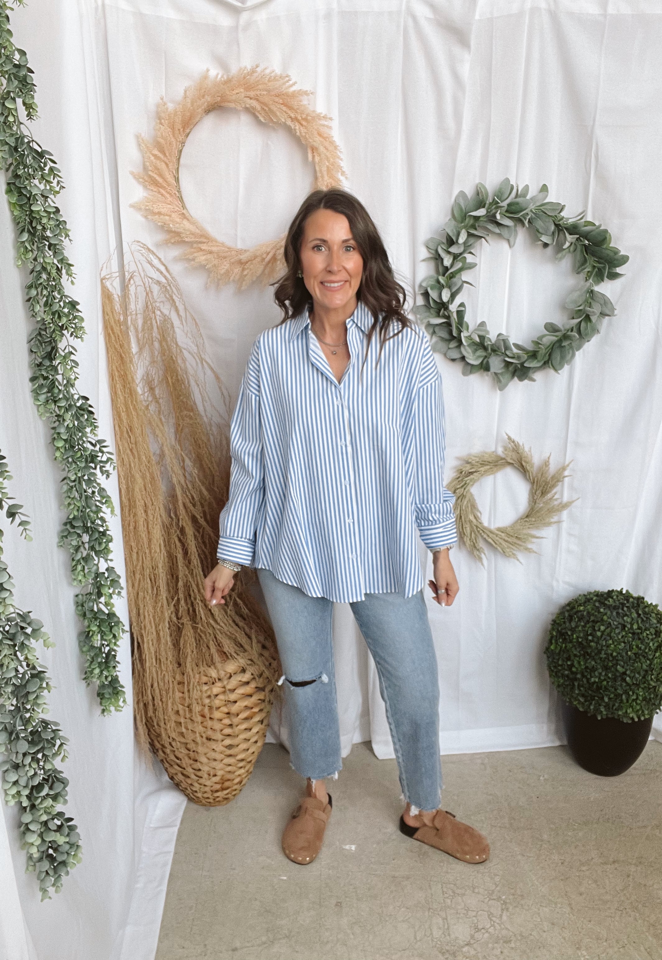 Elizabeth Button Down Top-Blue-Long Sleeve Tops-hyfve-The Silo Boutique, Women's Fashion Boutique Located in Warren and Grand Forks North Dakota