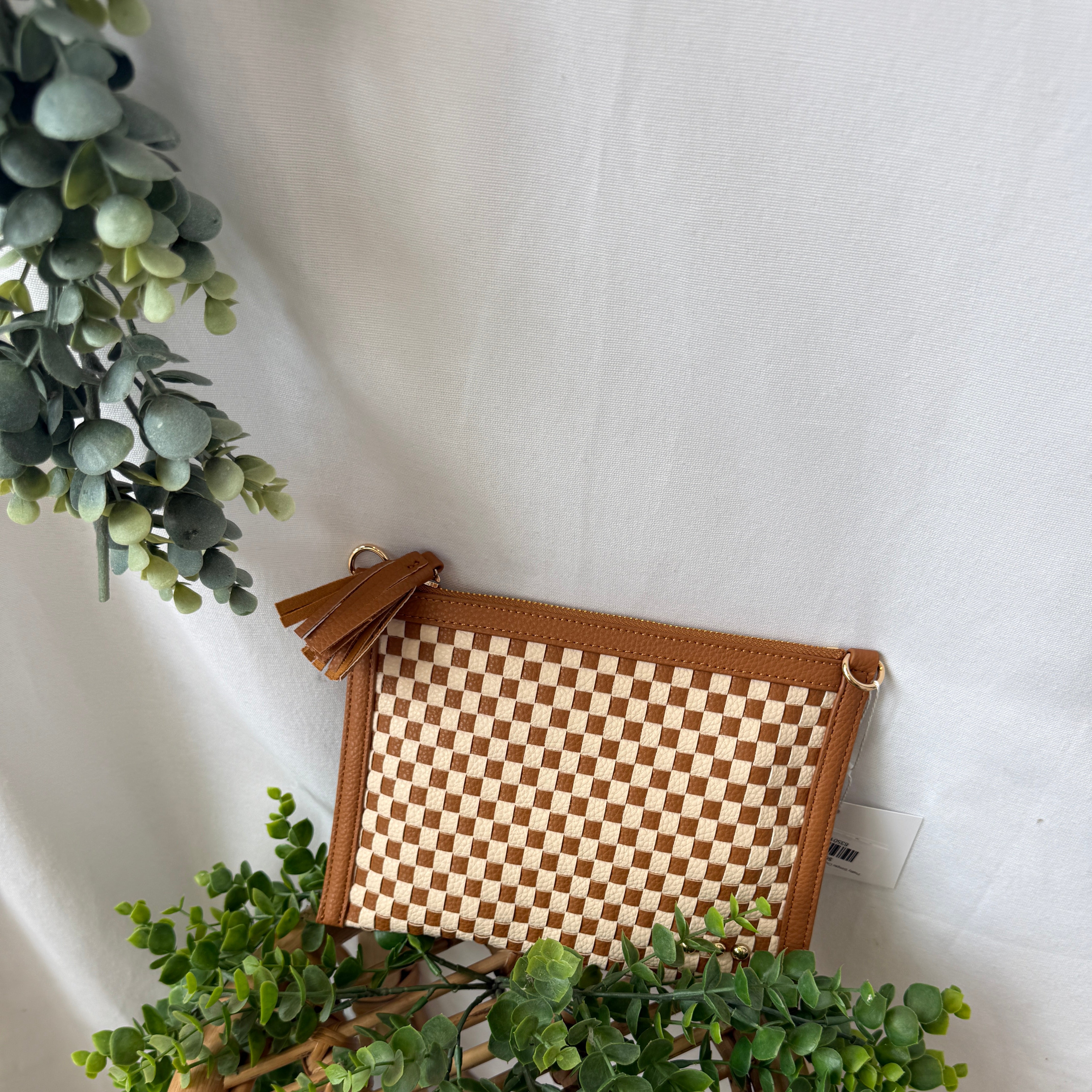 Pretty Simple Clutch Bag-Checker Brown-Purses-pretty simple-The Silo Boutique, Women's Fashion Boutique Located in Warren and Grand Forks North Dakota