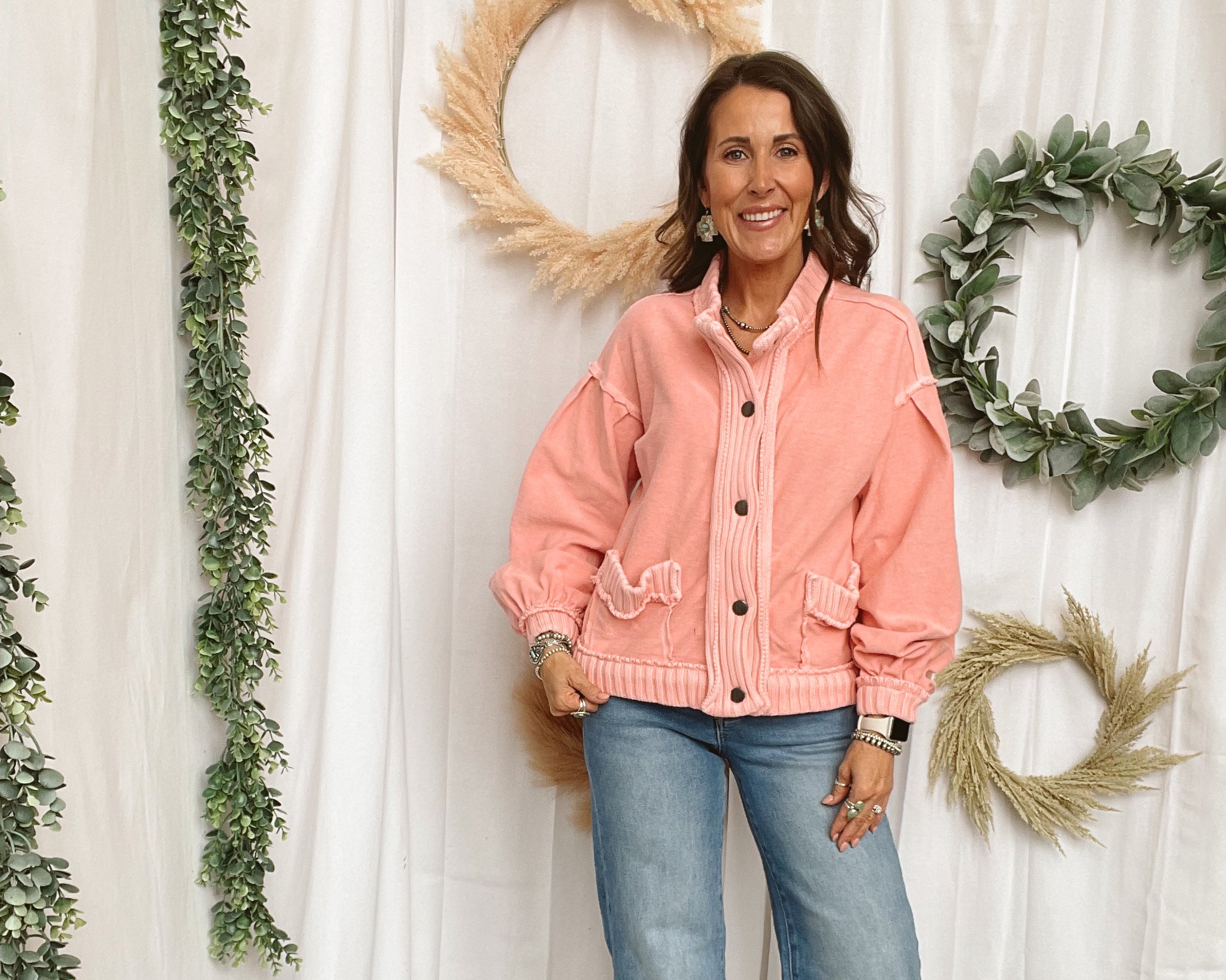 Lov Vintage Cardigan-Pink-Cardigans-lovlov-The Silo Boutique, Women's Fashion Boutique Located in Warren and Grand Forks North Dakota