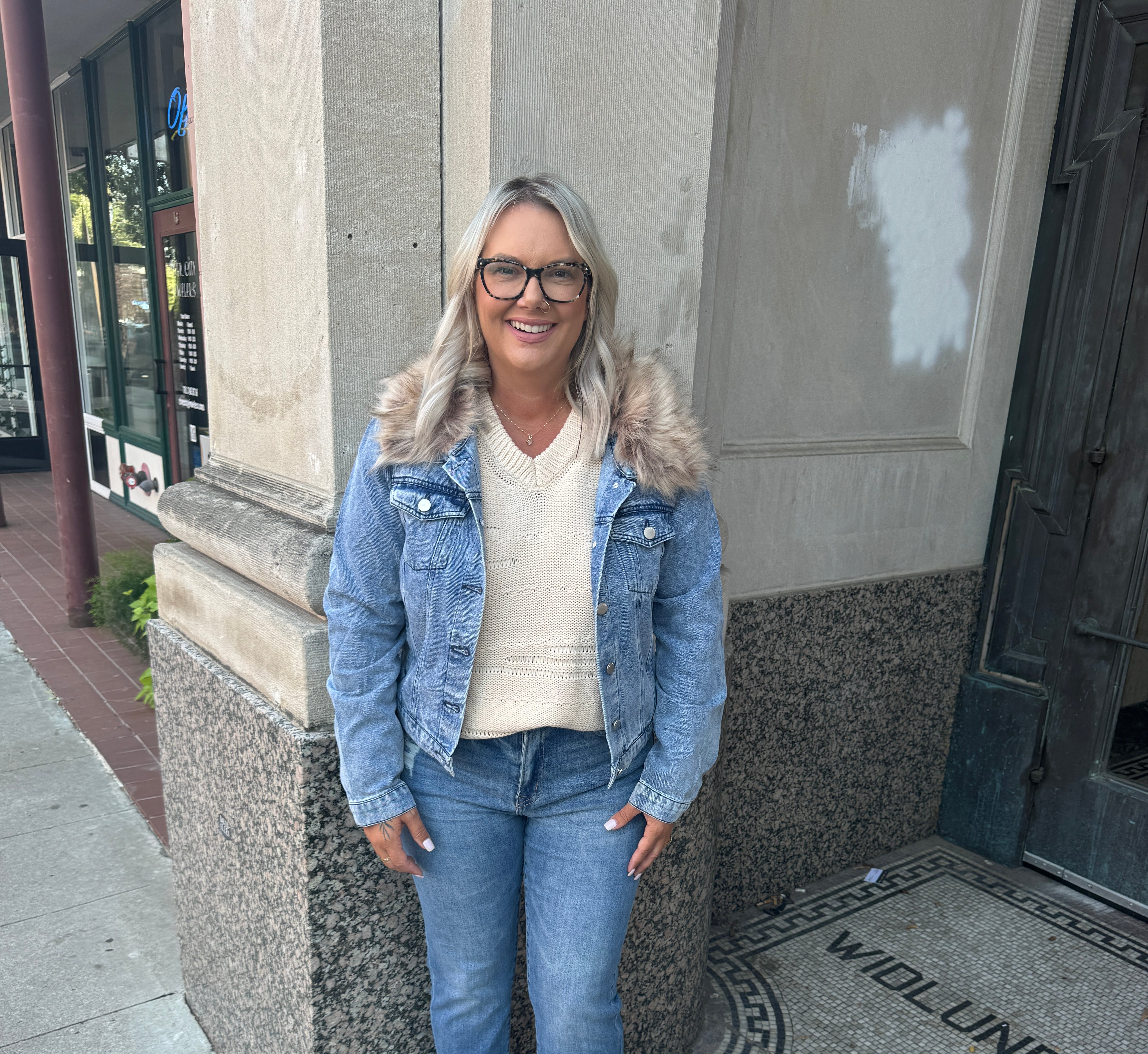 Denim Jacket with Removable Fur Collar-Coats & Jackets-26 international-The Silo Boutique, Women's Fashion Boutique Located in Warren and Grand Forks North Dakota