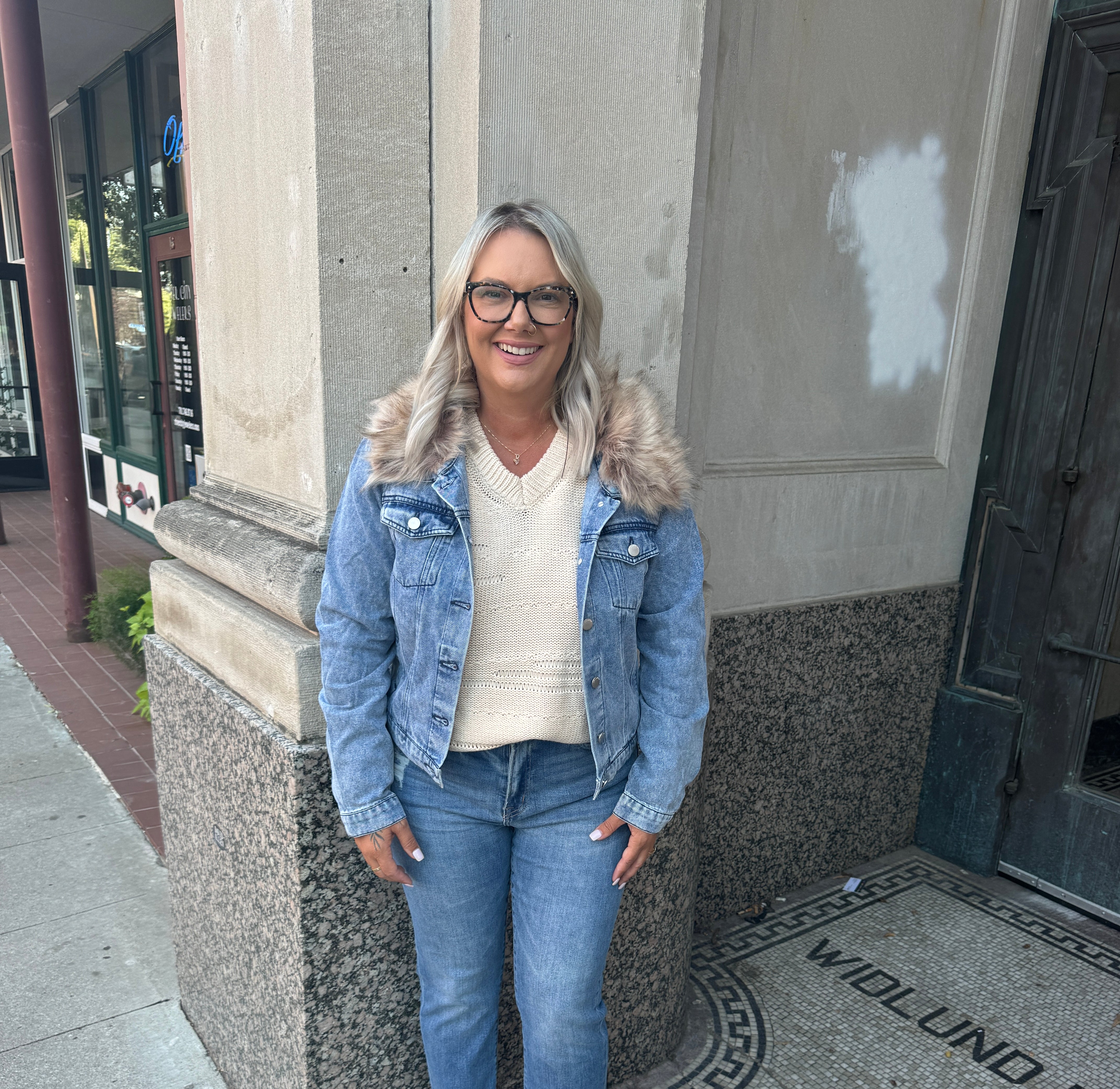 Denim Jacket with Removable Fur Collar-Coats & Jackets-26 international-The Silo Boutique, Women's Fashion Boutique Located in Warren and Grand Forks North Dakota