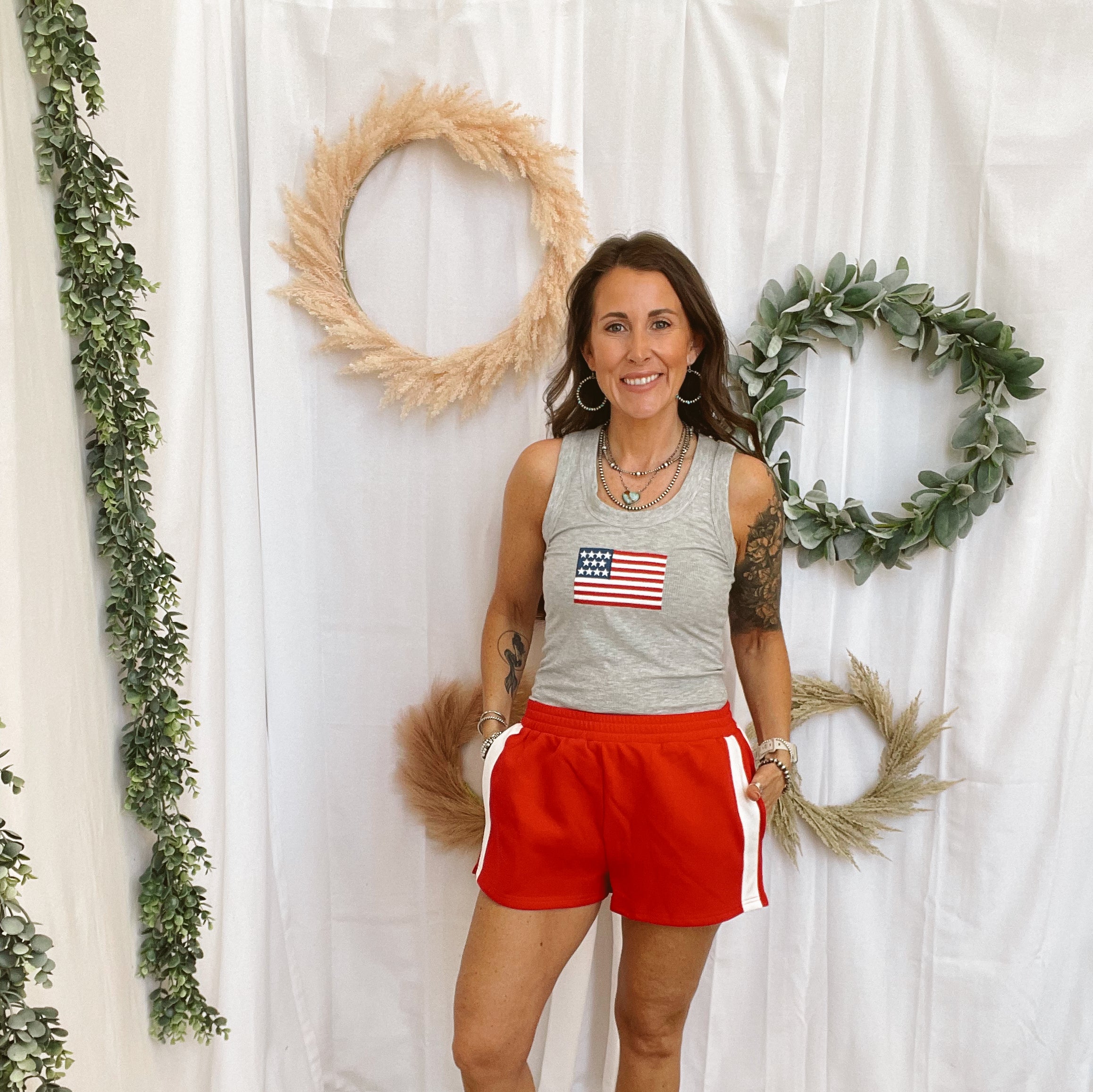 Red Side Stripe Shorts-Shorts-lelis-The Silo Boutique, Women's Fashion Boutique Located in Warren and Grand Forks North Dakota