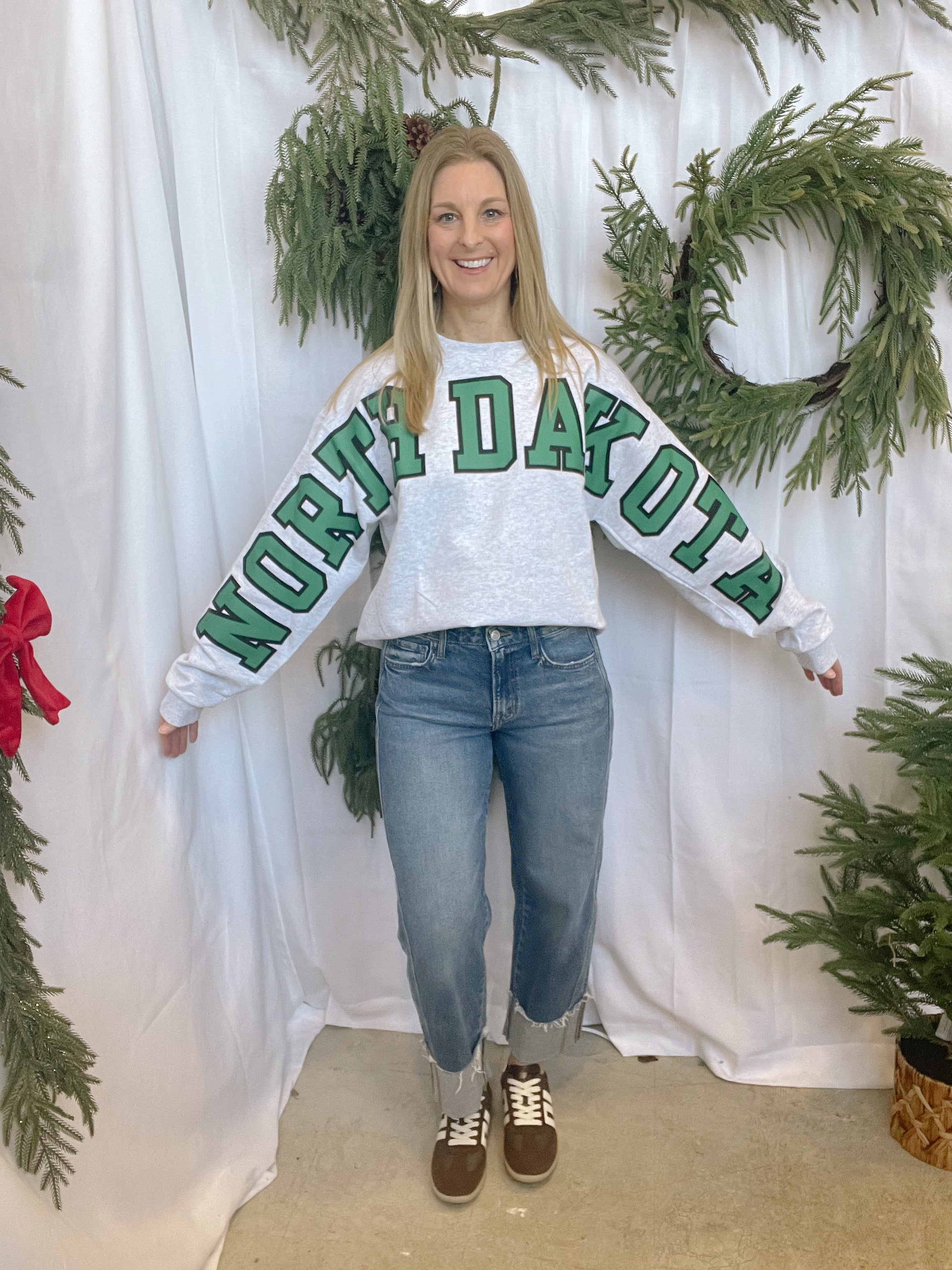 North Dakota Big Letter Sweatshirt-Cardigans-blackframe-The Silo Boutique, Women's Fashion Boutique Located in Warren and Grand Forks North Dakota