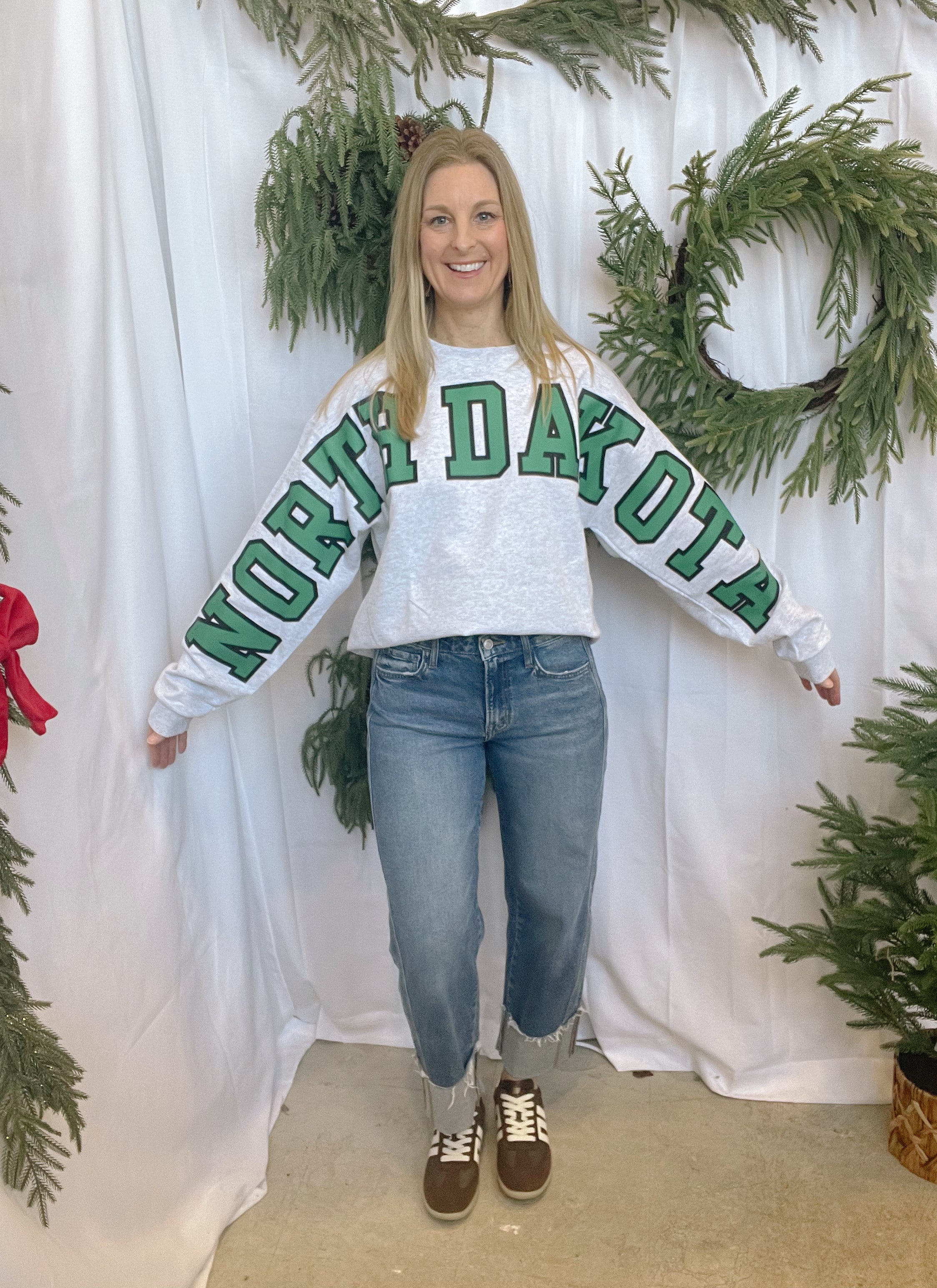 North Dakota Big Letter Sweatshirt-Cardigans-blackframe-The Silo Boutique, Women's Fashion Boutique Located in Warren and Grand Forks North Dakota