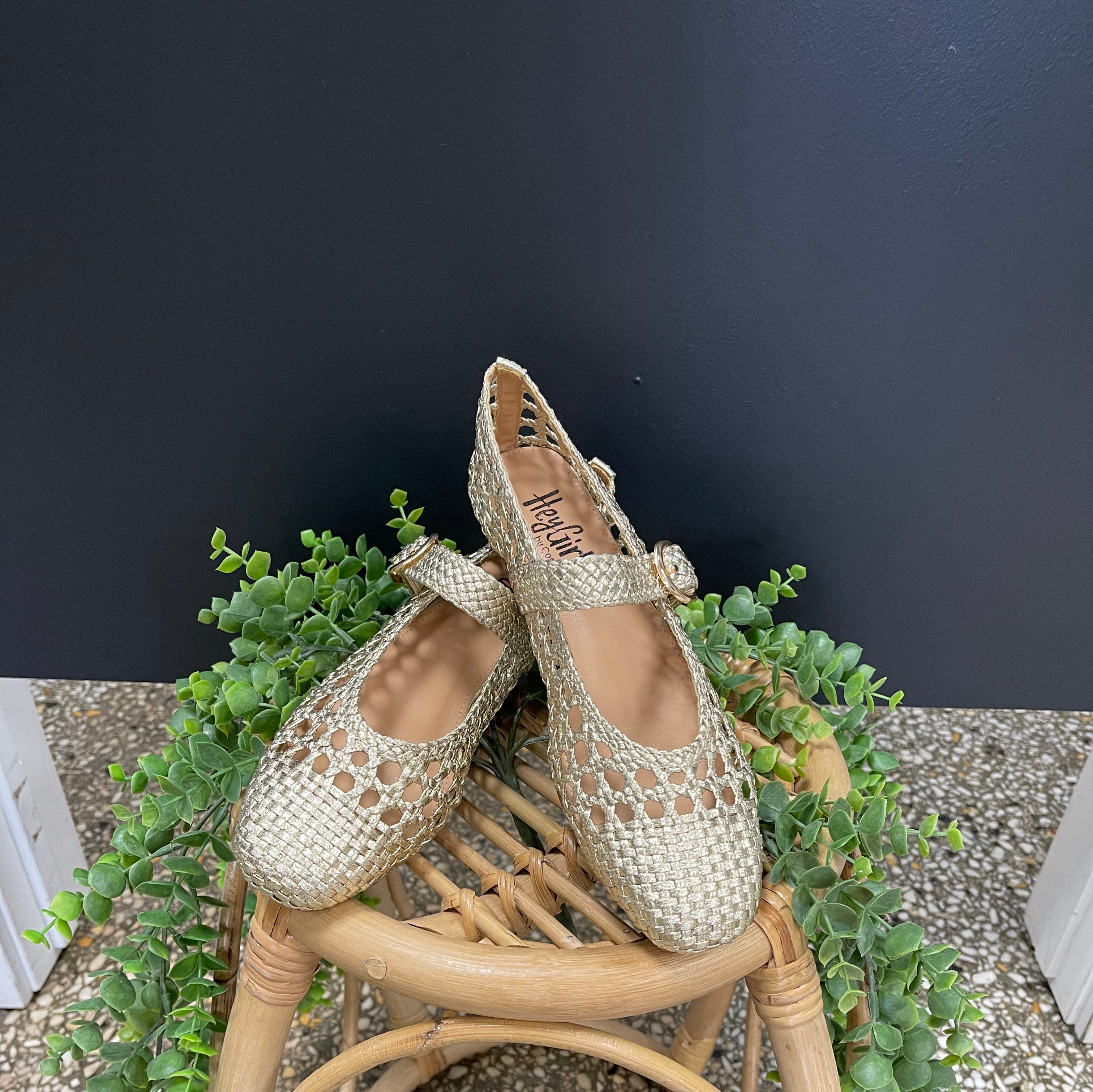 Gold Corky's Mixed Feelings Ballet Flat Shoe-Shoes-corkys-The Silo Boutique, Women's Fashion Boutique Located in Warren and Grand Forks North Dakota