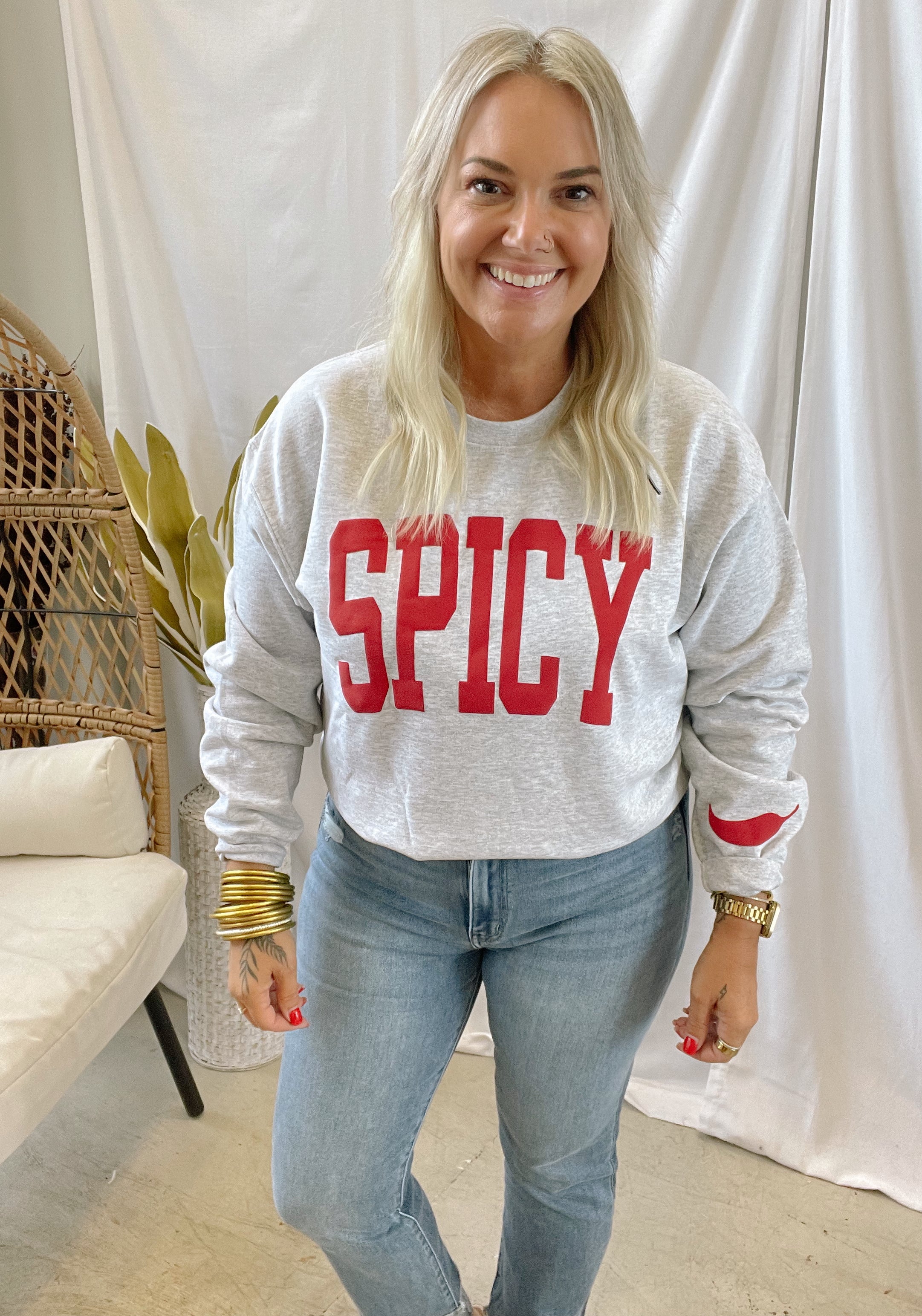 Spicy Sweatshirt-Sweatshirts-birdie-The Silo Boutique, Women's Fashion Boutique Located in Warren and Grand Forks North Dakota