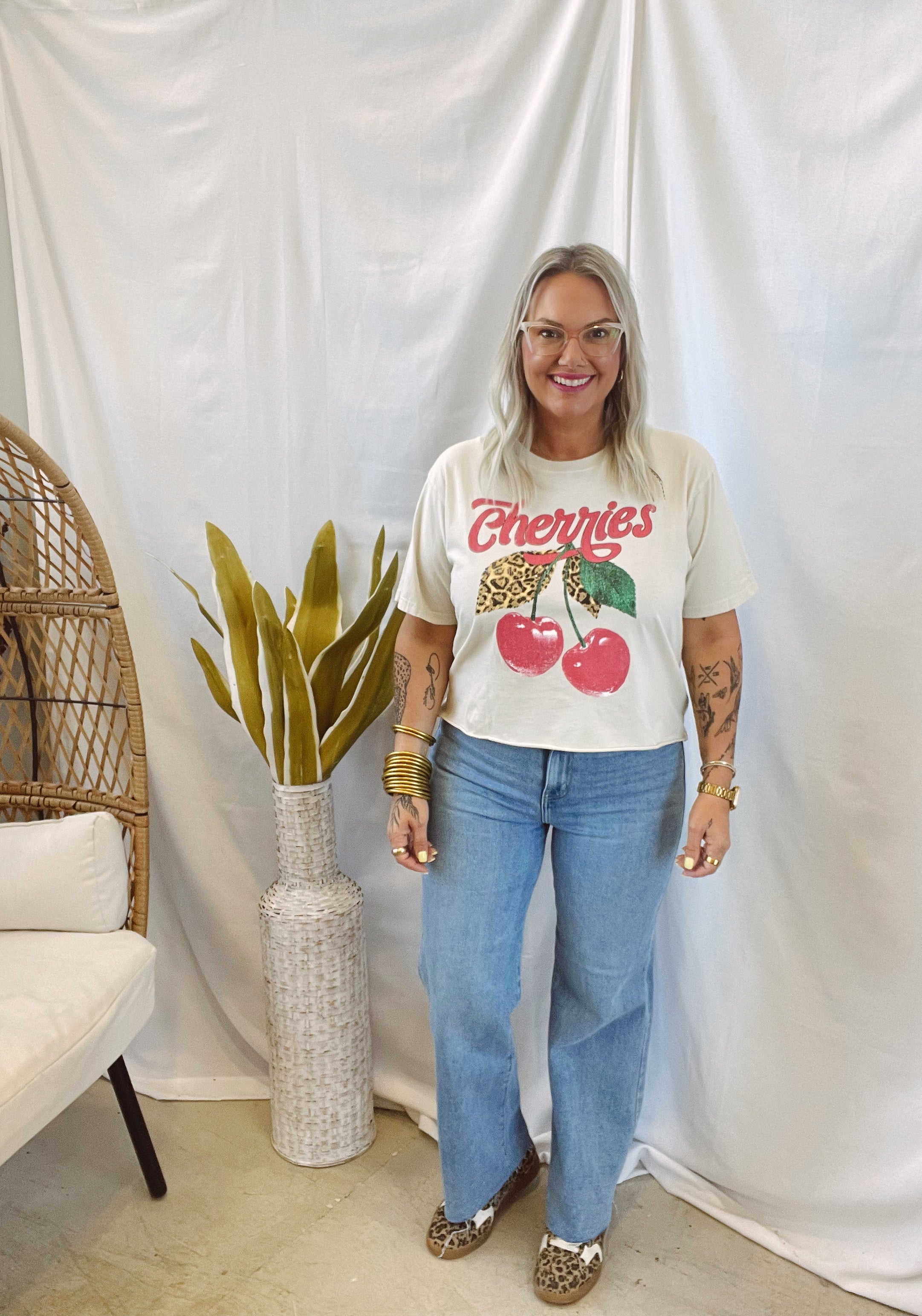 Cherries Graphic Tee-Graphic Tees-zutter-The Silo Boutique, Women's Fashion Boutique Located in Warren and Grand Forks North Dakota