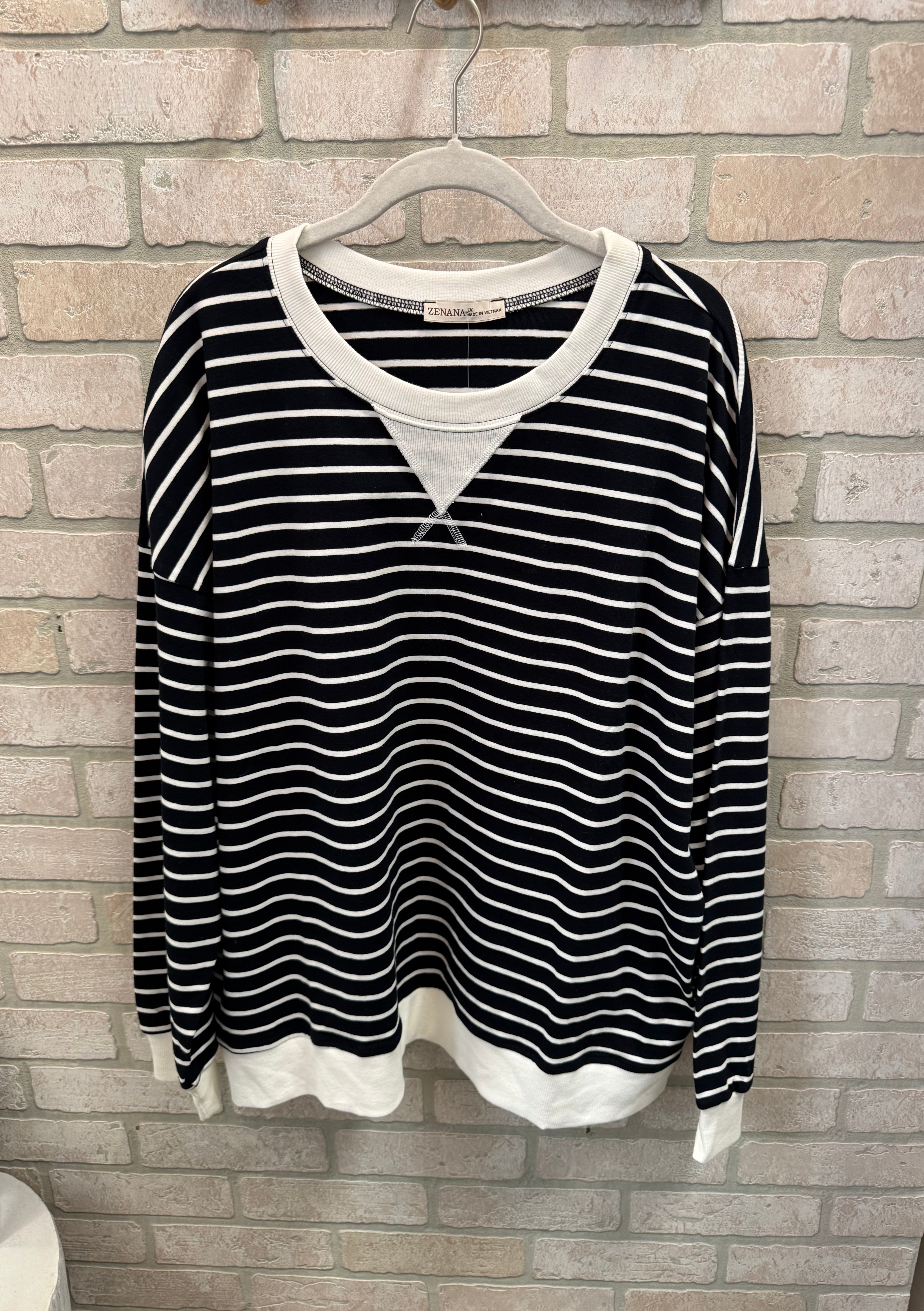 Banded Pullover Sweatshirt-Black-Sweatshirts-Zenana-The Silo Boutique, Women's Fashion Boutique Located in Warren and Grand Forks North Dakota