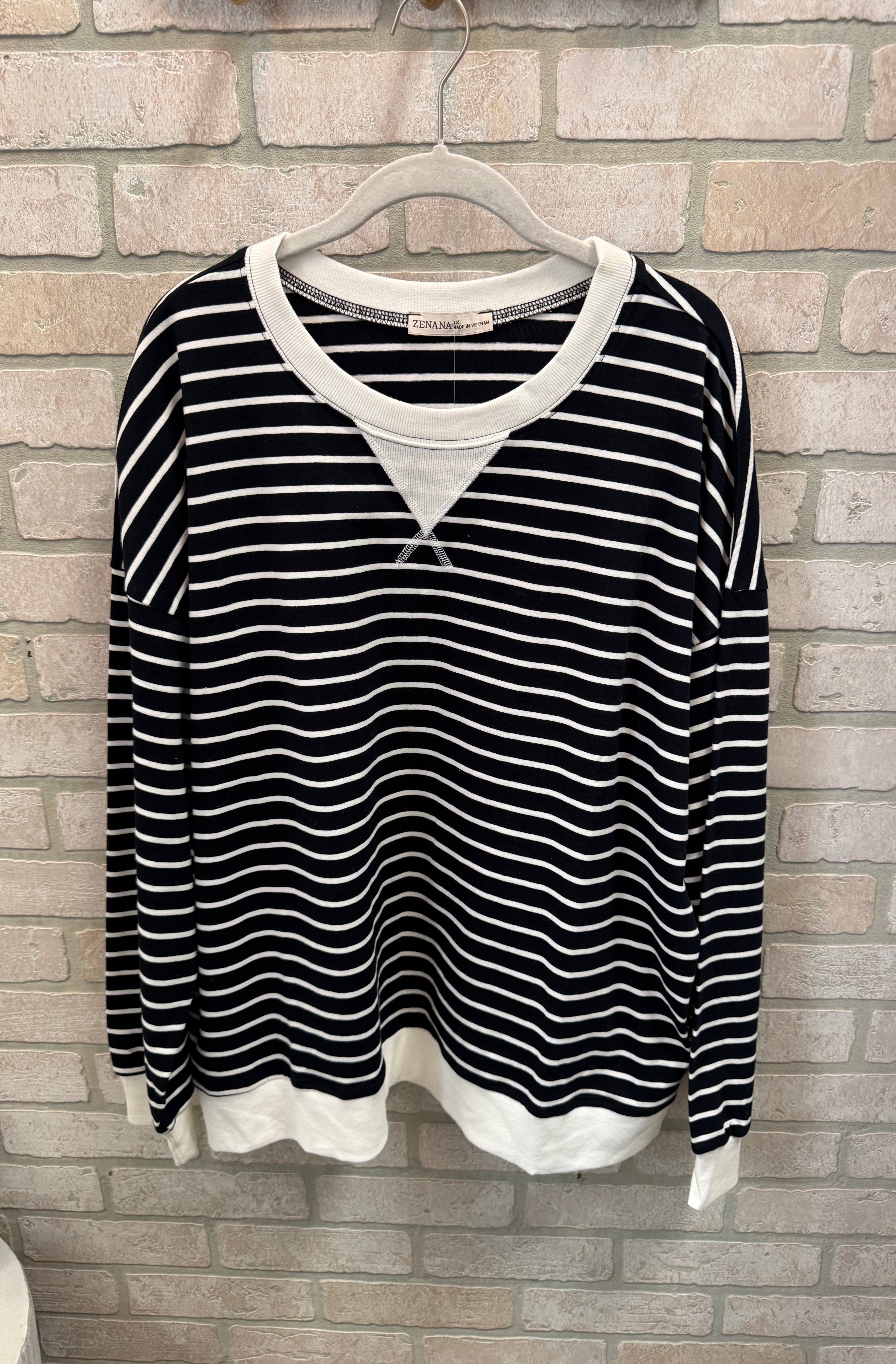 Banded Pullover Sweatshirt-Black-Sweatshirts-Zenana-The Silo Boutique, Women's Fashion Boutique Located in Warren and Grand Forks North Dakota