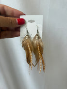 Round Up Feather Earrings Rose-Earrings-fringe with faith-The Silo Boutique, Women's Fashion Boutique Located in Warren and Grand Forks North Dakota