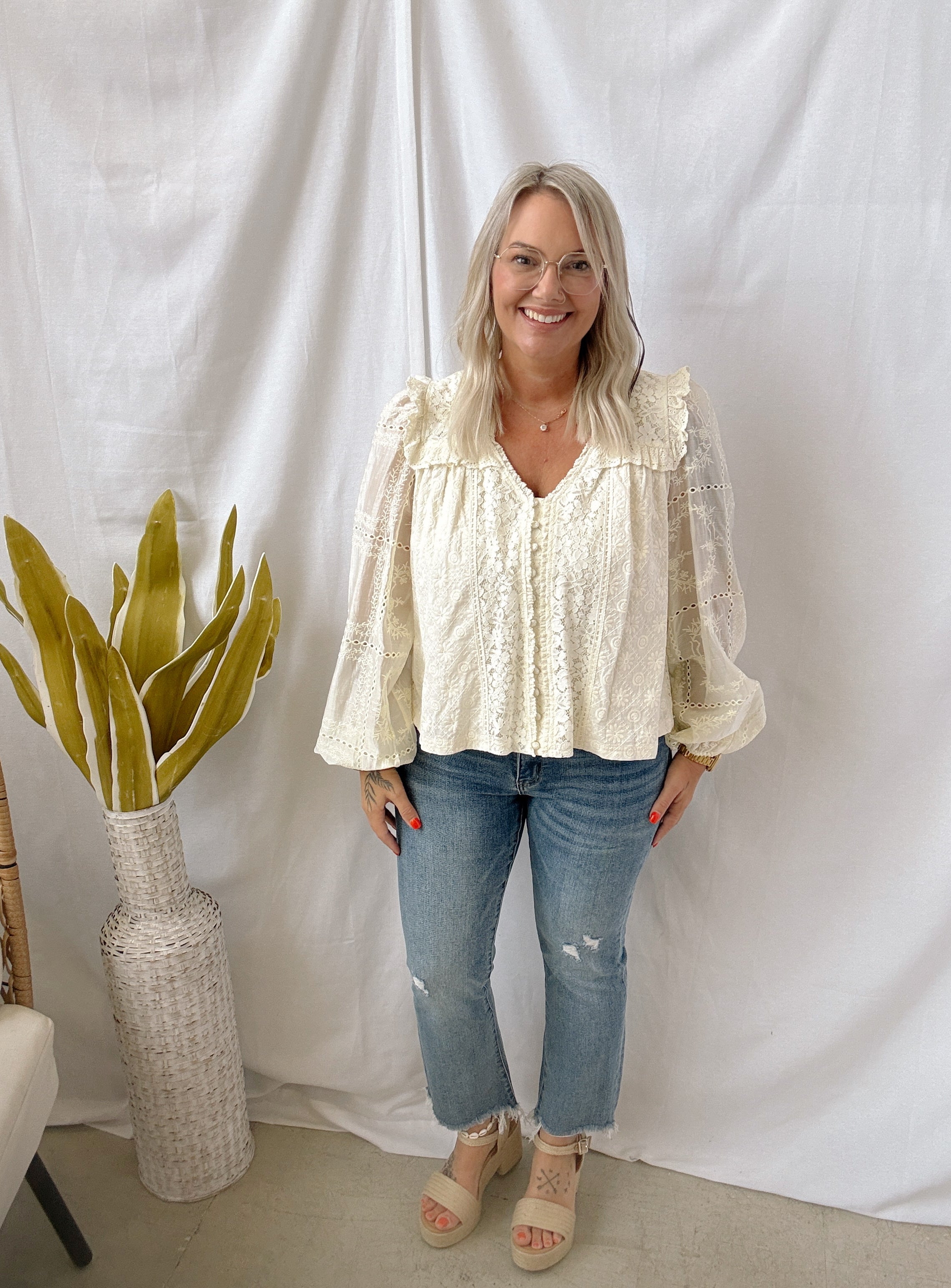 Boho Cream Top-Long Sleeve Tops-listicle-The Silo Boutique, Women's Fashion Boutique Located in Warren and Grand Forks North Dakota
