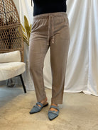Cool Tapered Tencel Pants-Taupe-Pants-be cool-The Silo Boutique, Women's Fashion Boutique Located in Warren and Grand Forks North Dakota