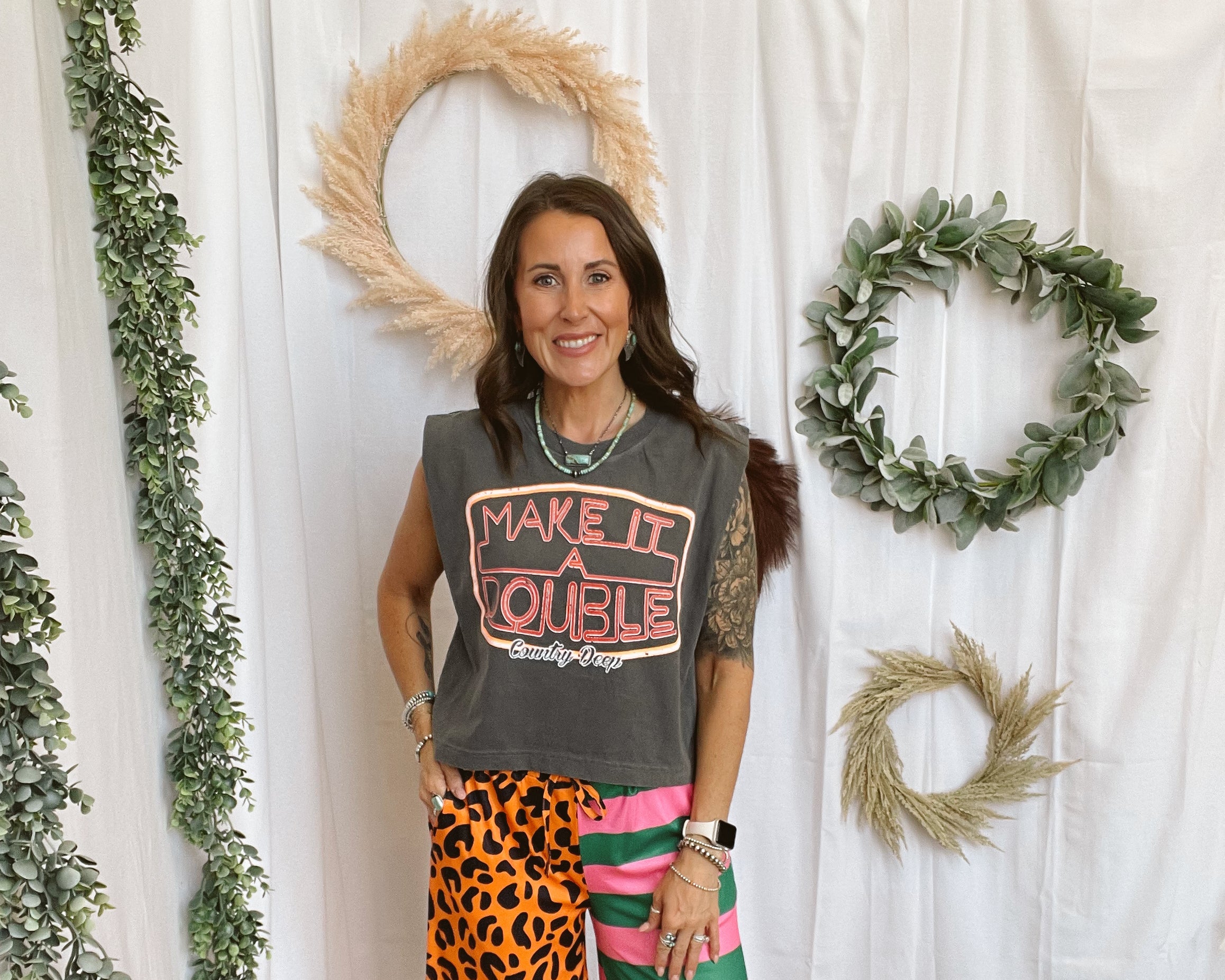 Make it a Double Vintage Tee-Tank Tops-country deep-The Silo Boutique, Women's Fashion Boutique Located in Warren and Grand Forks North Dakota
