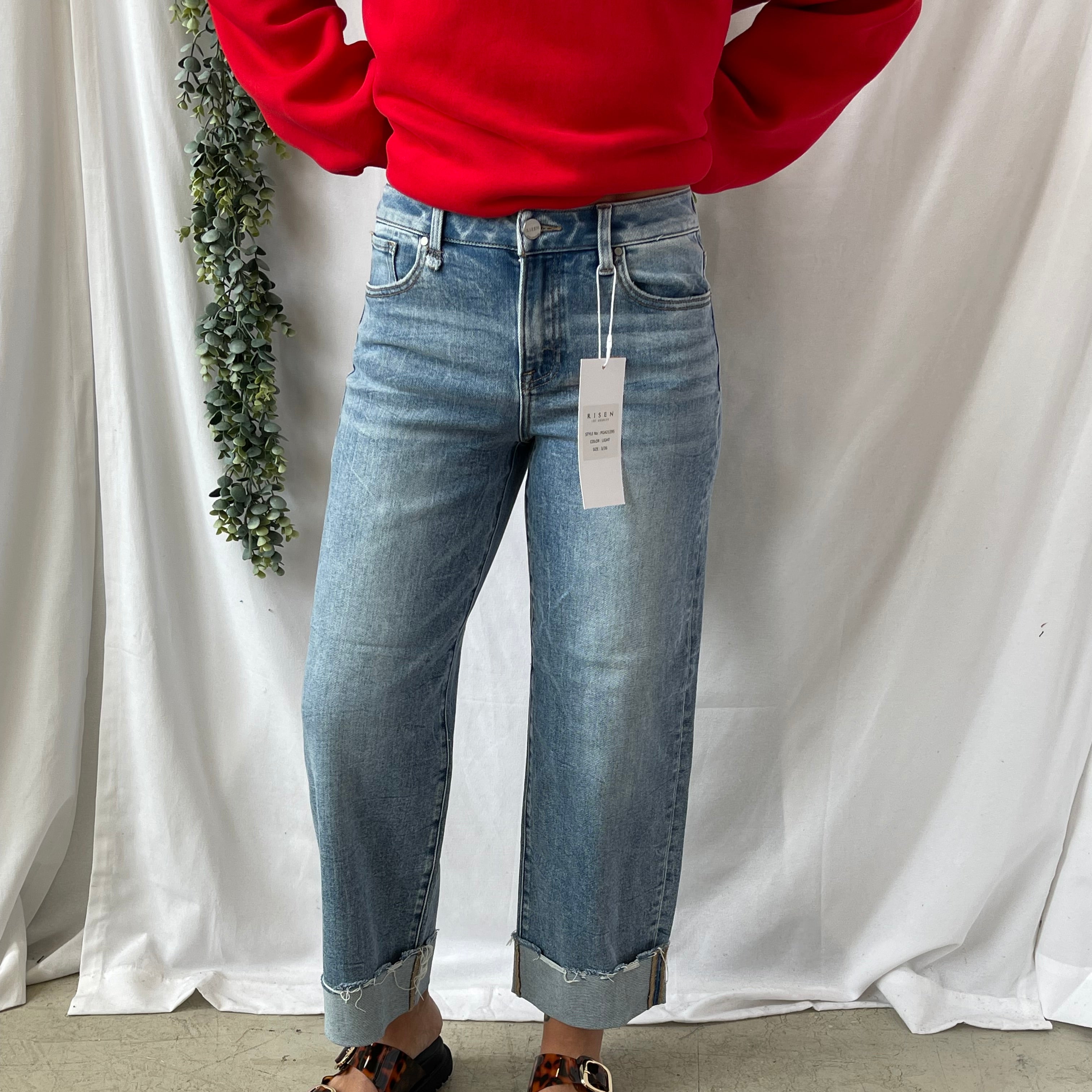 Risen Cuffed Boyfriend Jeans-Jeans-risen-The Silo Boutique, Women's Fashion Boutique Located in Warren and Grand Forks North Dakota