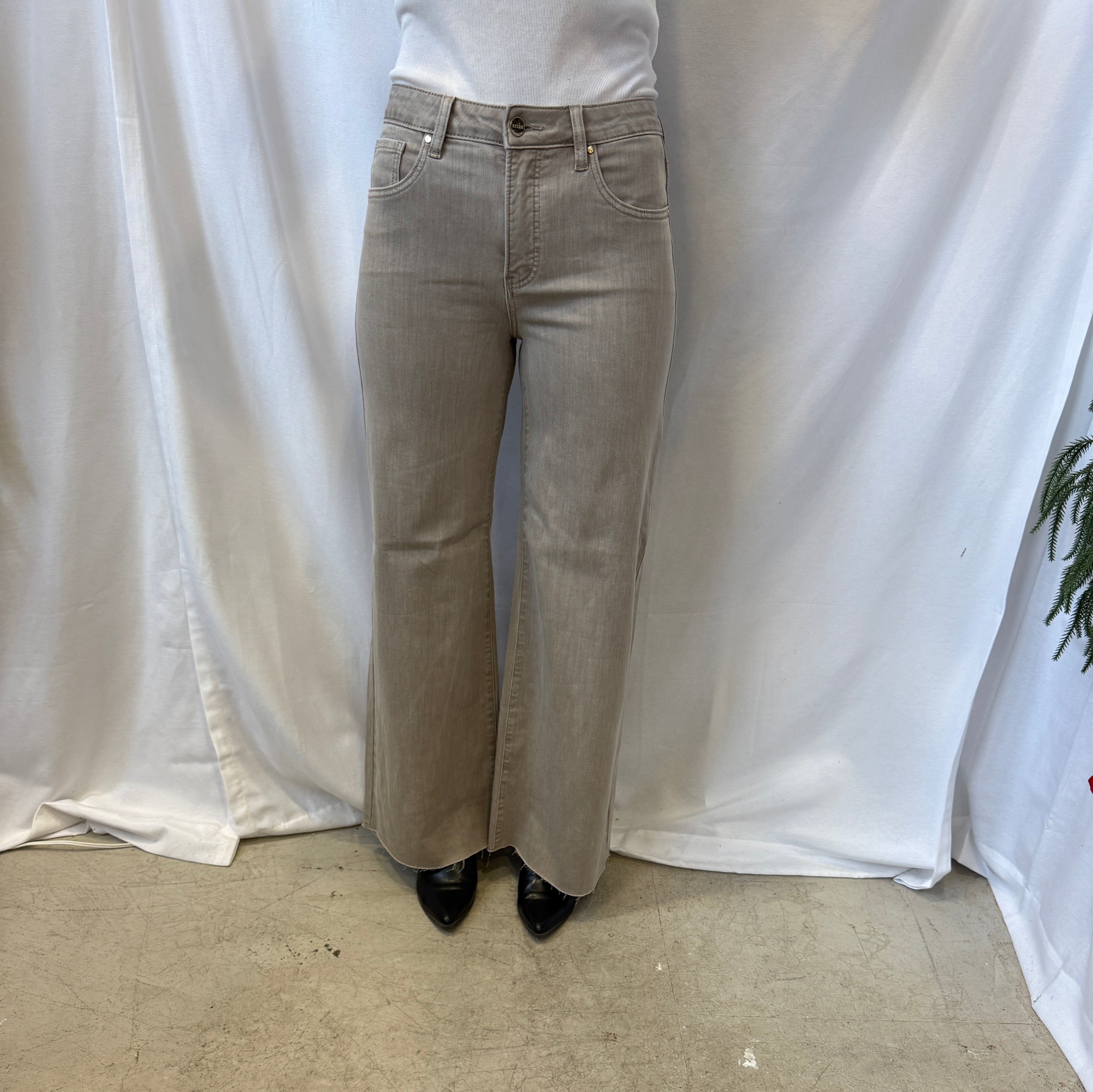 Risen Lurex Taupe Jeans-Jeans-risen-The Silo Boutique, Women's Fashion Boutique Located in Warren and Grand Forks North Dakota