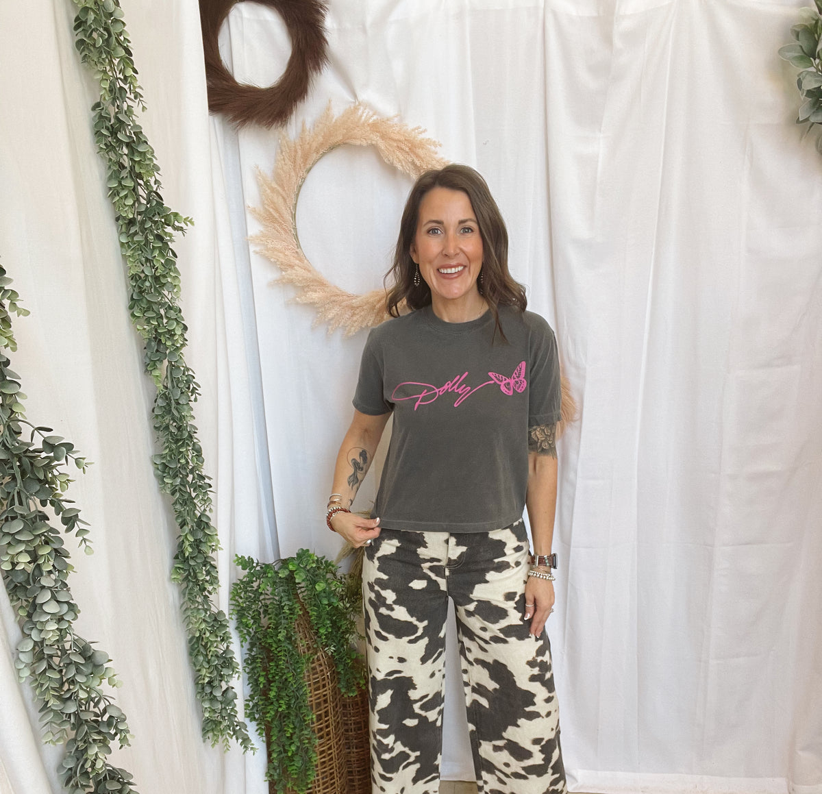 Dolly Signature Butterfly Tee-Graphic Tees-birdies-The Silo Boutique, Women's Fashion Boutique Located in Warren and Grand Forks North Dakota