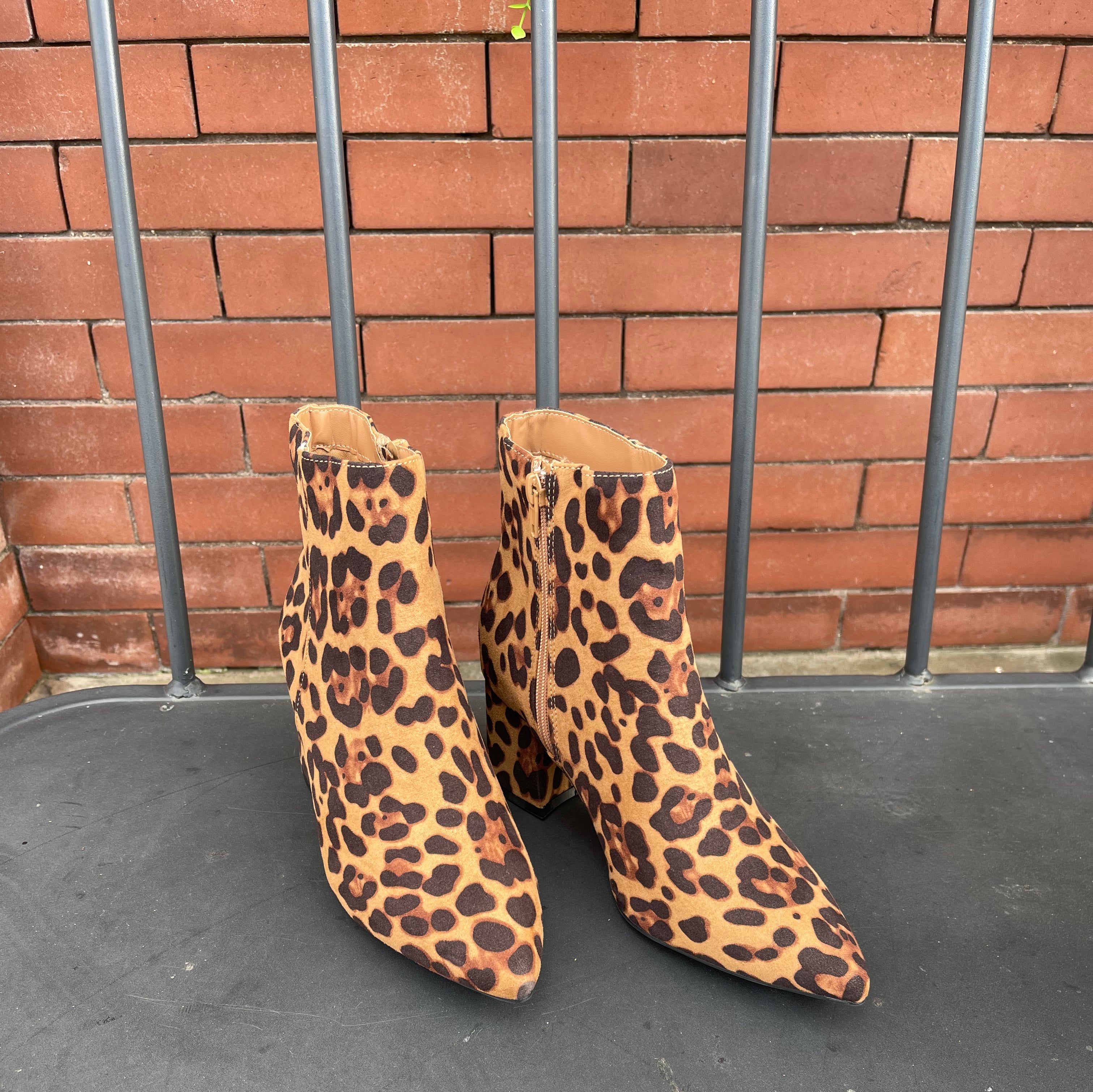 Bamboo Mode Leopard Bootie-Boots-bamboo-The Silo Boutique, Women's Fashion Boutique Located in Warren and Grand Forks North Dakota