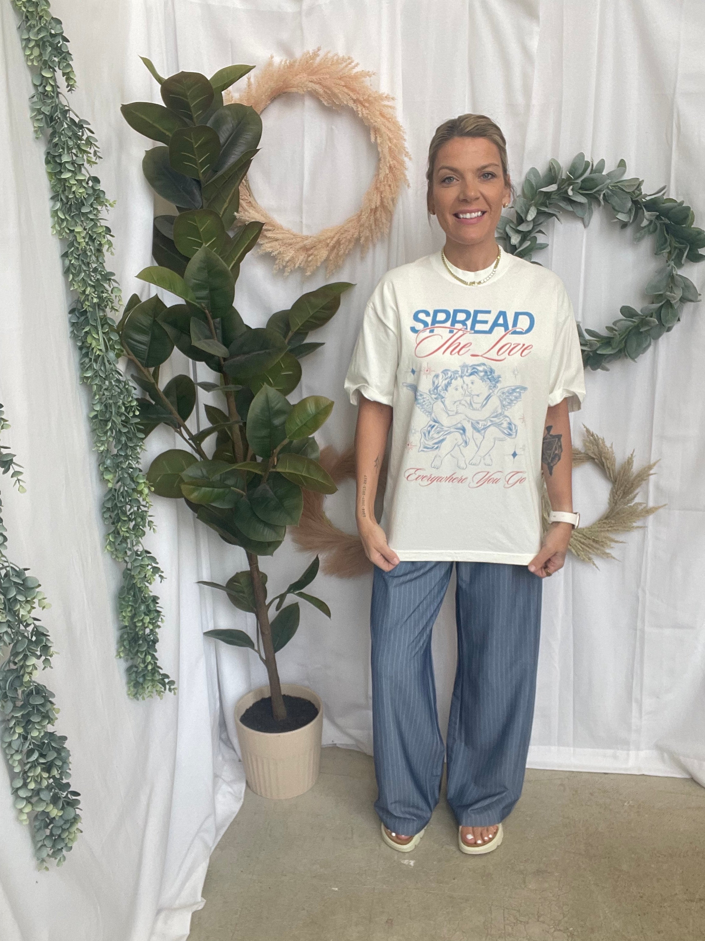 Skies Pinstripe Pants-Pants-skies are blue-The Silo Boutique, Women's Fashion Boutique Located in Warren and Grand Forks North Dakota