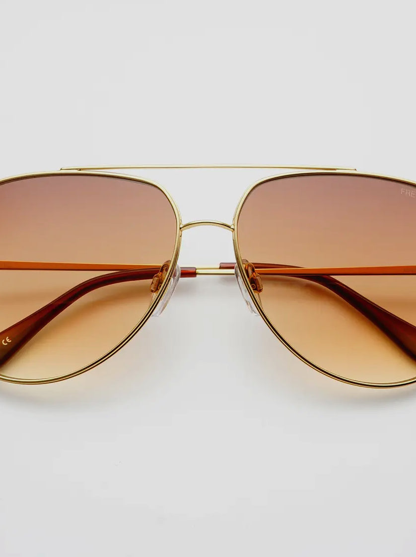 Freyrs Max Gold/Brown Sunglasses-Sunglasses-freyers-The Silo Boutique, Women's Fashion Boutique Located in Warren and Grand Forks North Dakota