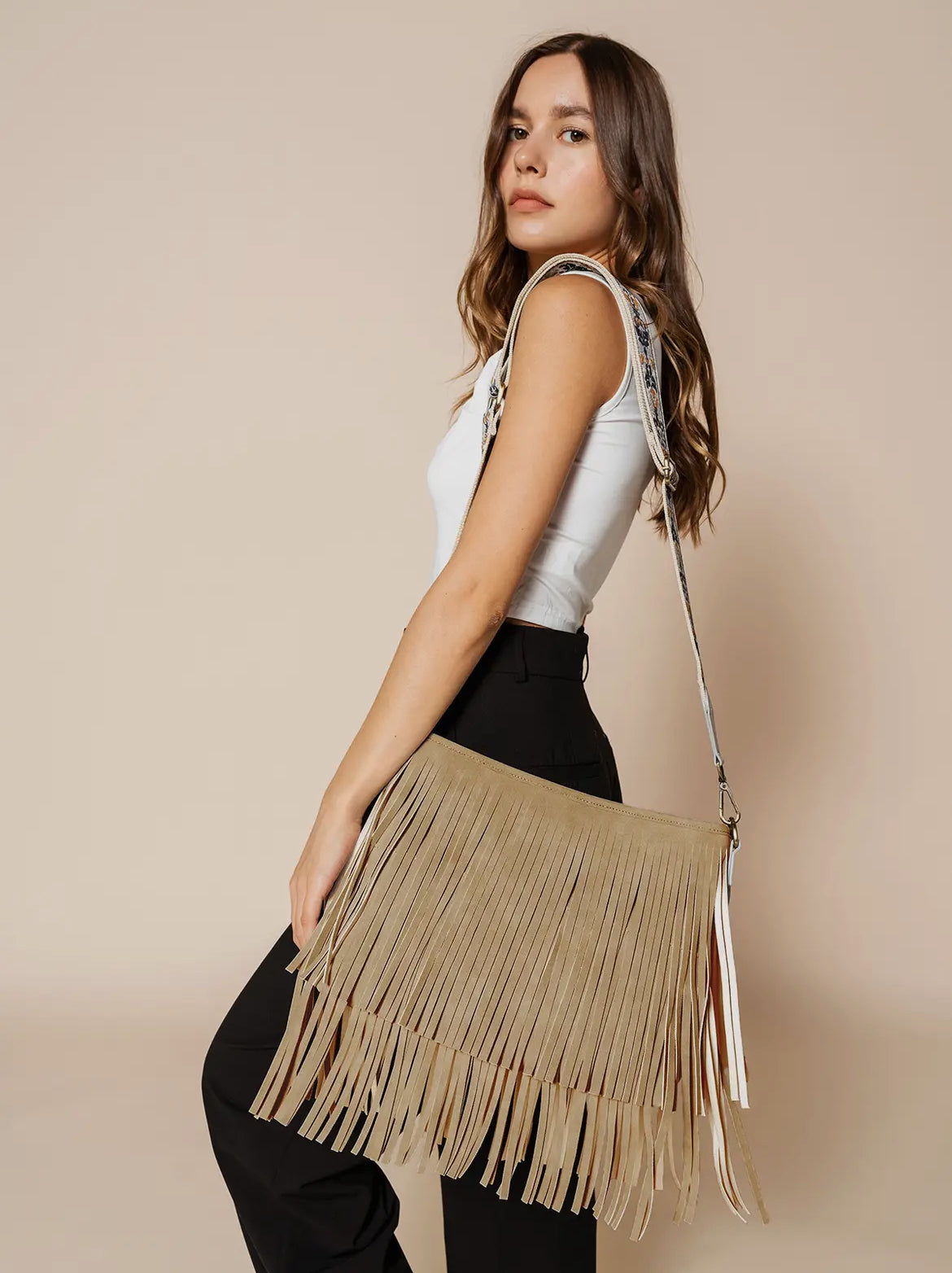 Jen and Co Sadie Suede Fringe Crossbody-Crossbody Purses-Jen and Co-The Silo Boutique, Women's Fashion Boutique Located in Warren and Grand Forks North Dakota