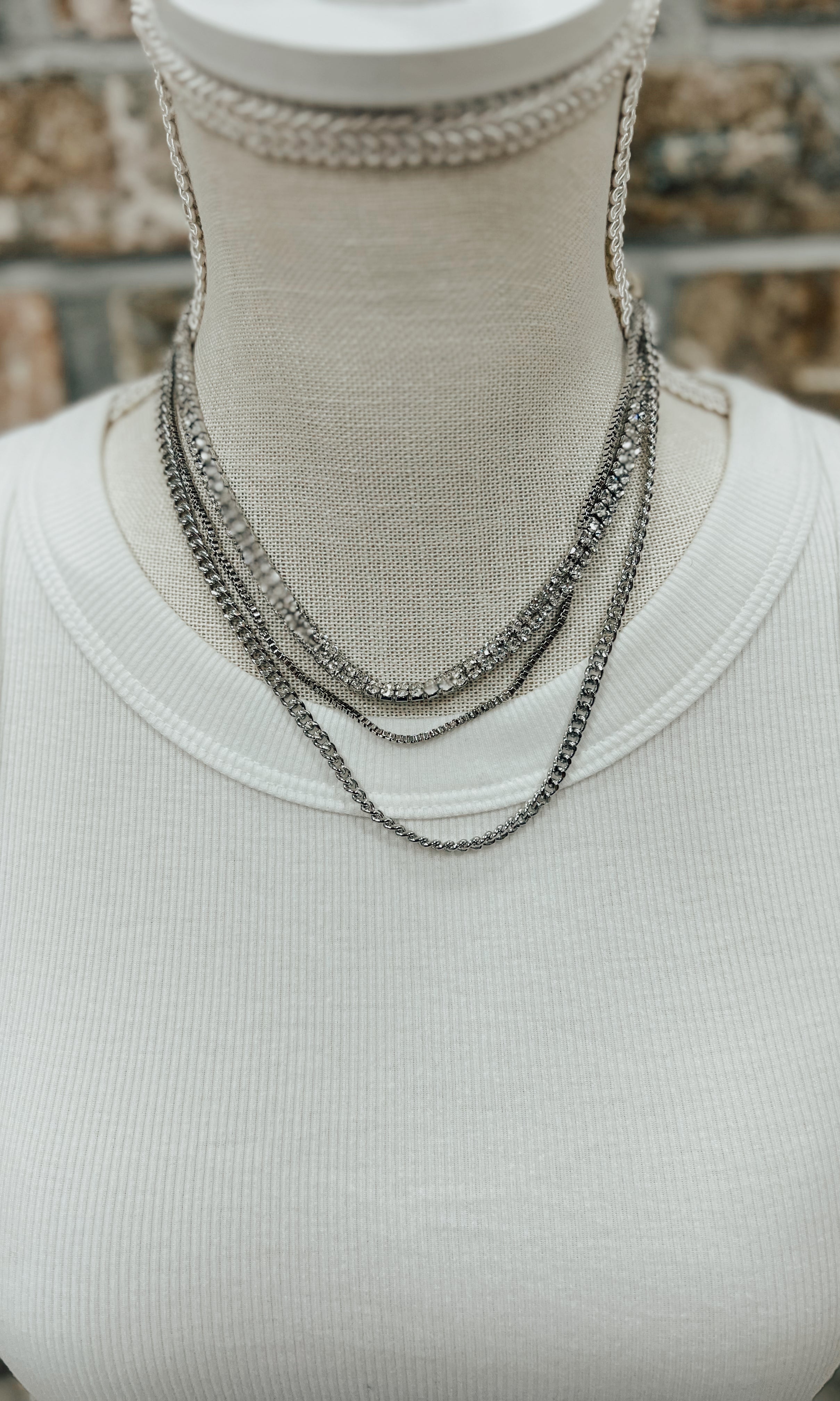 Triple Layered Bib Necklace-Necklaces-wona-The Silo Boutique, Women's Fashion Boutique Located in Warren and Grand Forks North Dakota