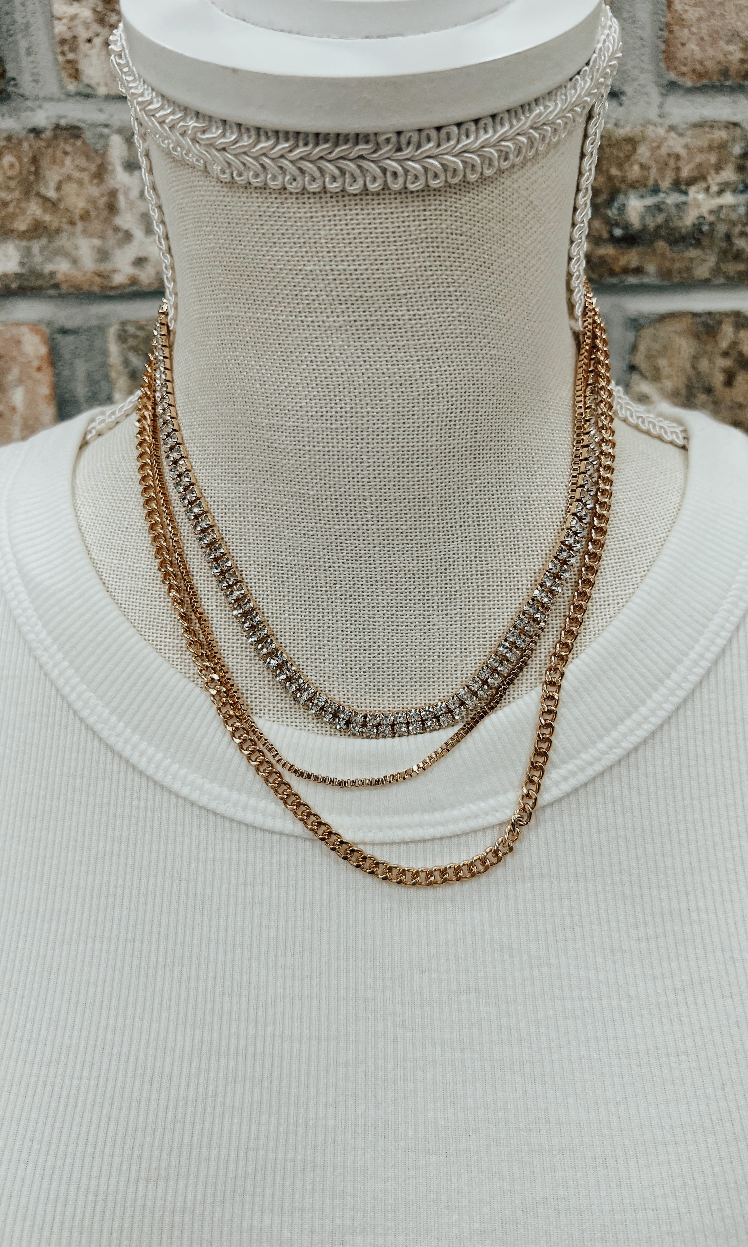 Triple Layered Bib Necklace-Necklaces-wona-The Silo Boutique, Women's Fashion Boutique Located in Warren and Grand Forks North Dakota