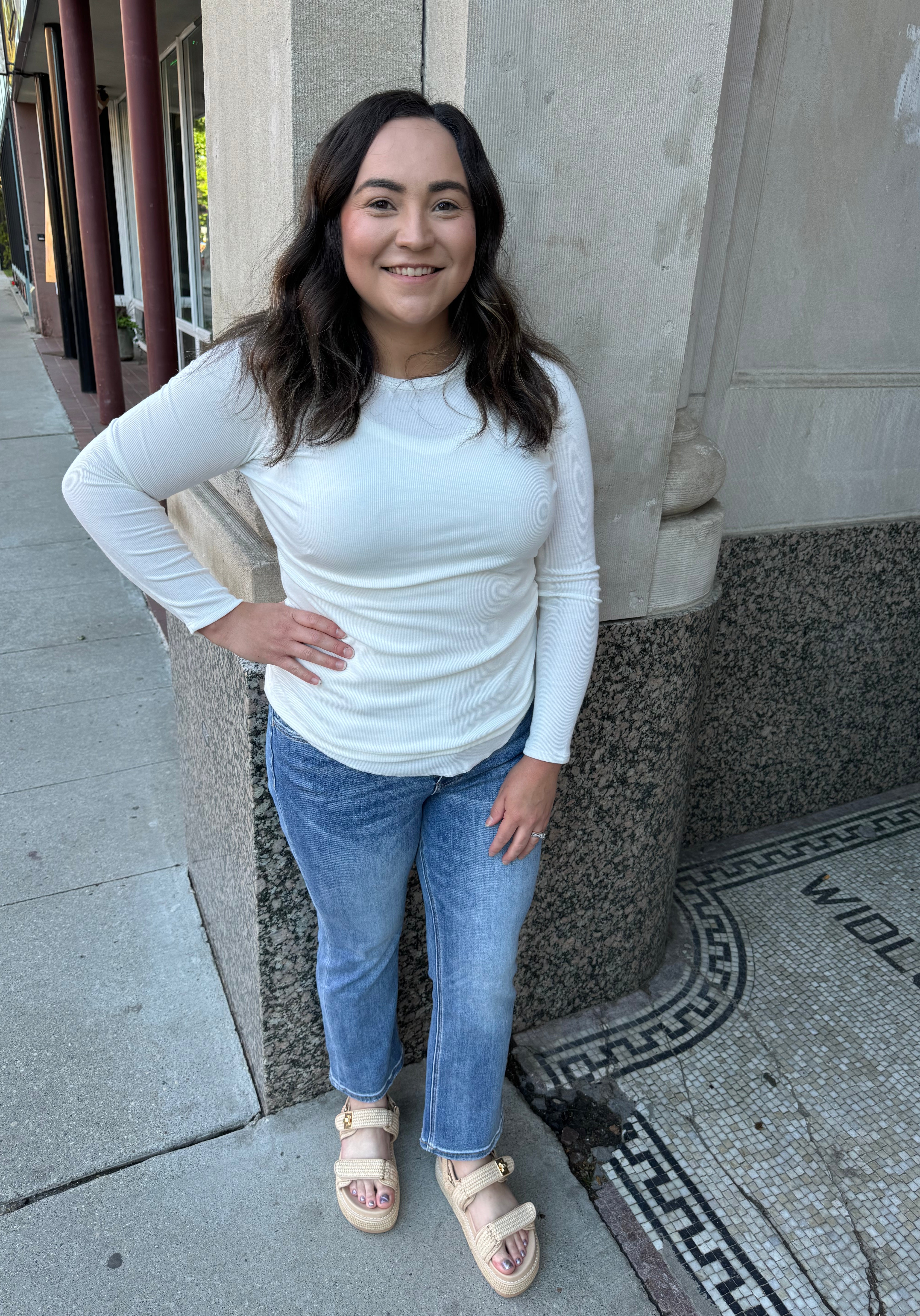 Stacy Ivory Ribbed Long Sleeve Top-Long Sleeve Tops-stacatto-The Silo Boutique, Women's Fashion Boutique Located in Warren and Grand Forks North Dakota