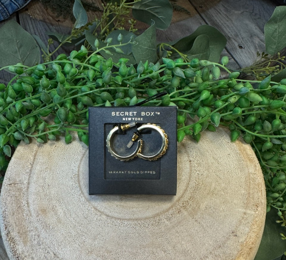 Fame Gold Chain Hoop Earrings-Earrings-Fame-The Silo Boutique, Women's Fashion Boutique Located in Warren and Grand Forks North Dakota