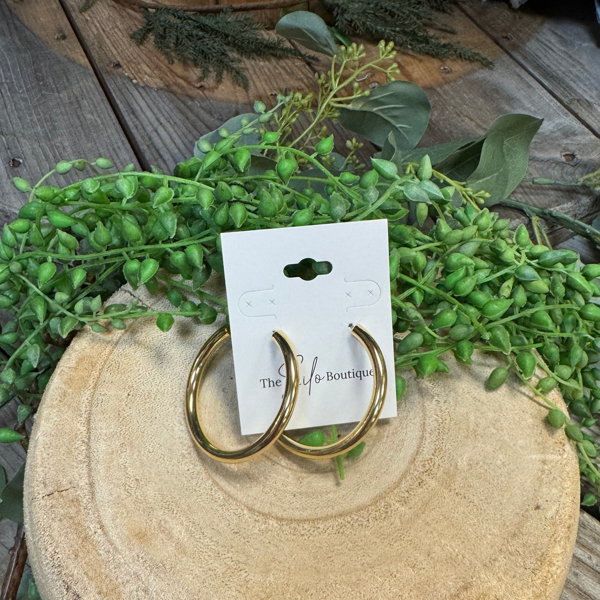 Fame Solid Gold Hoop Earrings-Earrings-Fame-The Silo Boutique, Women's Fashion Boutique Located in Warren and Grand Forks North Dakota