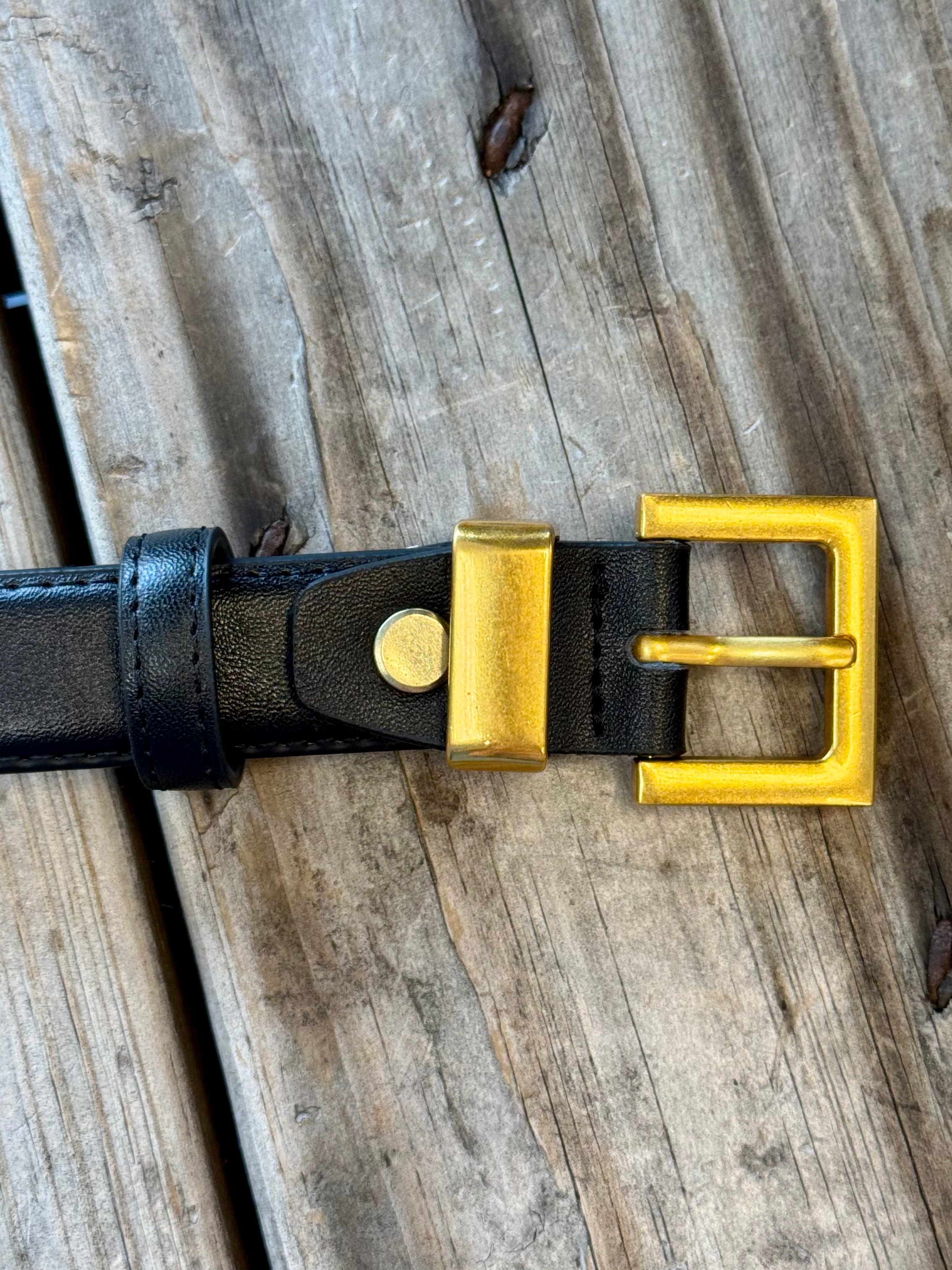 Black Square Leather Belt-Belts-Fame-The Silo Boutique, Women's Fashion Boutique Located in Warren and Grand Forks North Dakota