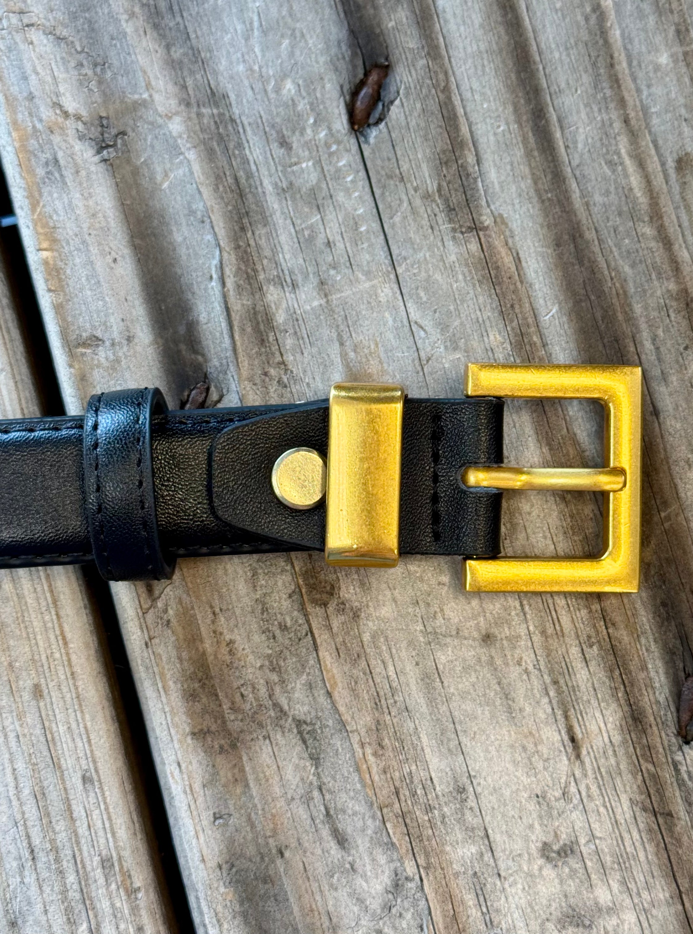 Black Square Leather Belt-Belts-Fame-The Silo Boutique, Women's Fashion Boutique Located in Warren and Grand Forks North Dakota