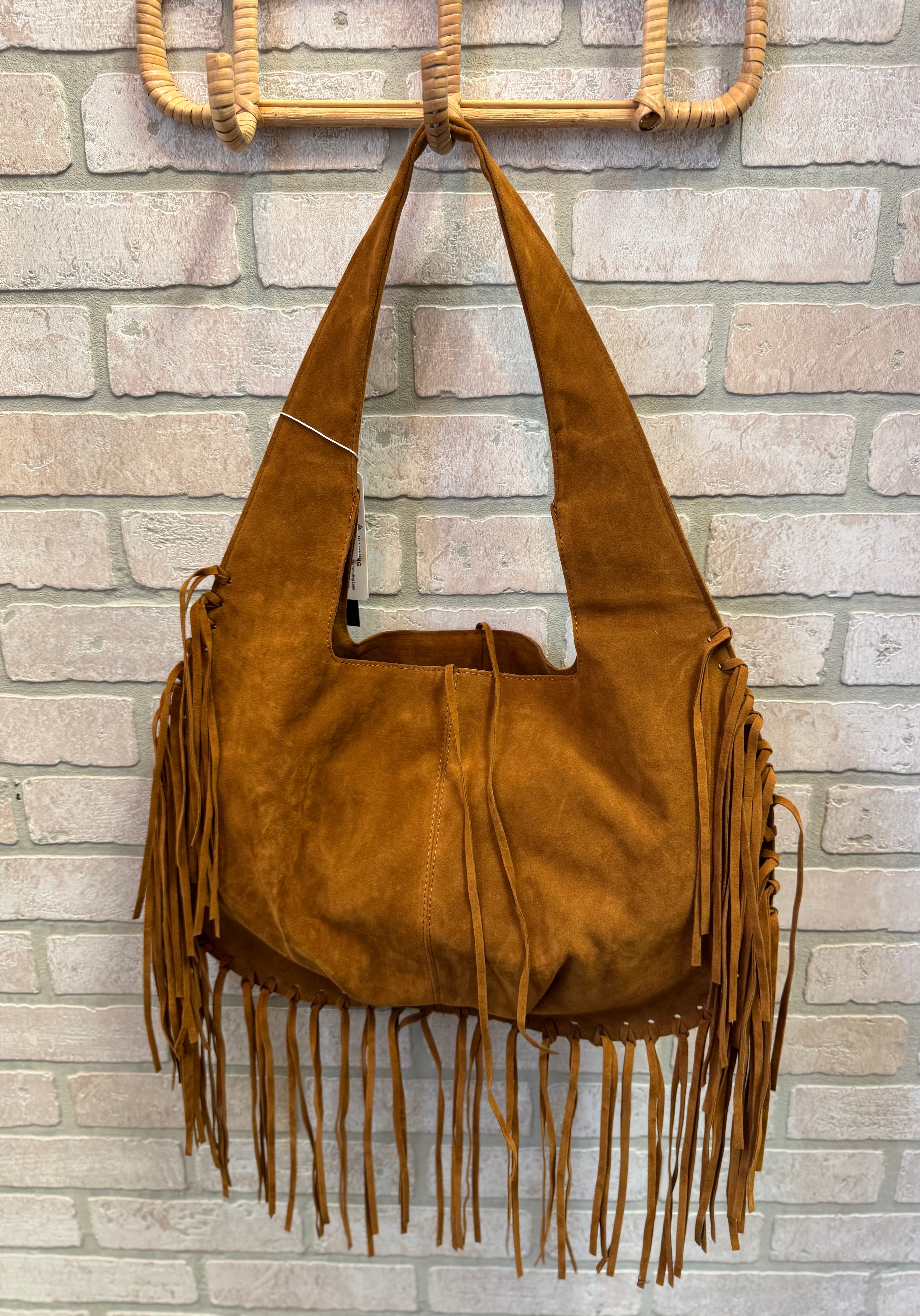 Fringe Hobo Purse-Brown-Final Sale-Purses-Fame-The Silo Boutique, Women's Fashion Boutique Located in Warren and Grand Forks North Dakota