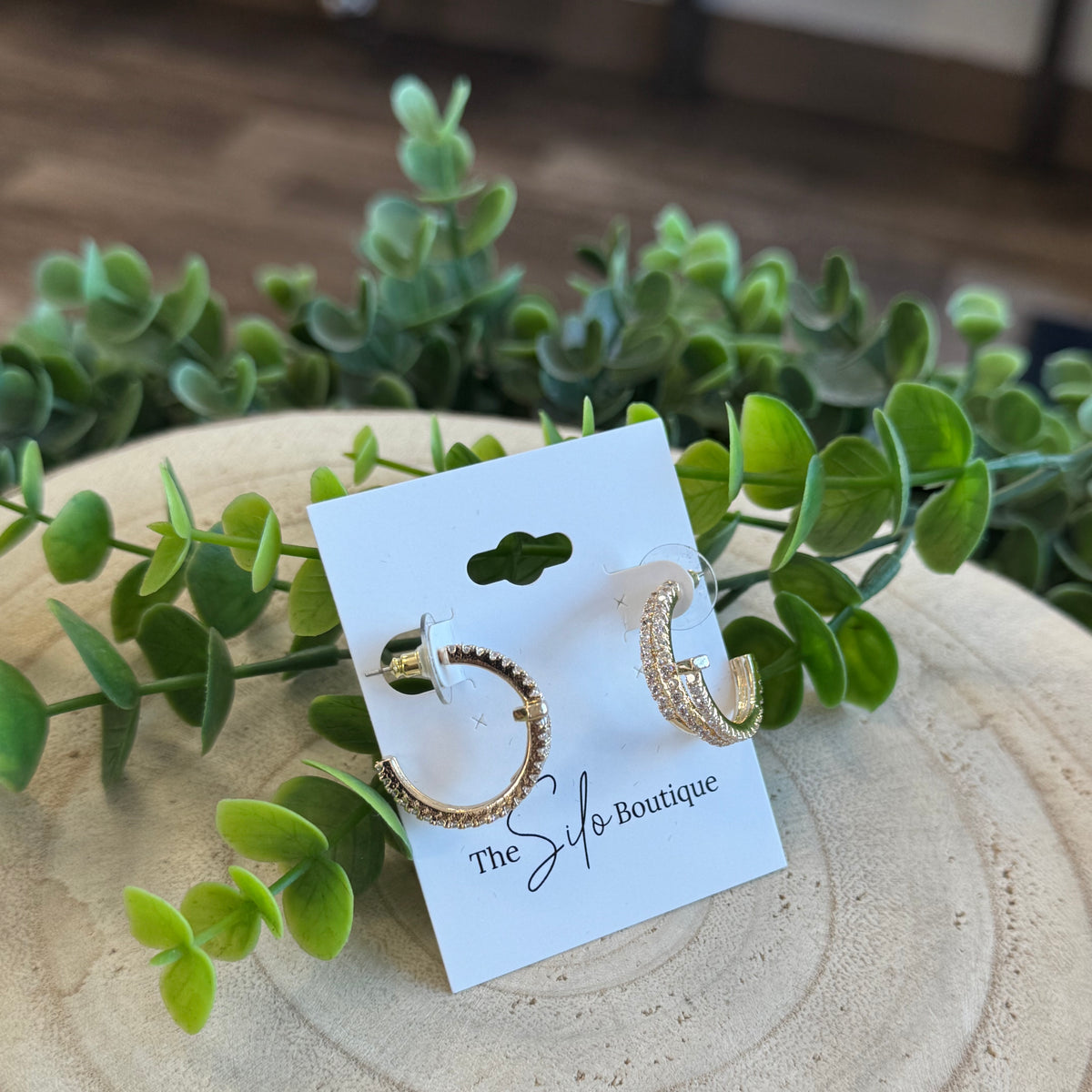 Pave Nail Hoop Earrings-Earrings-Fame-The Silo Boutique, Women's Fashion Boutique Located in Warren and Grand Forks North Dakota