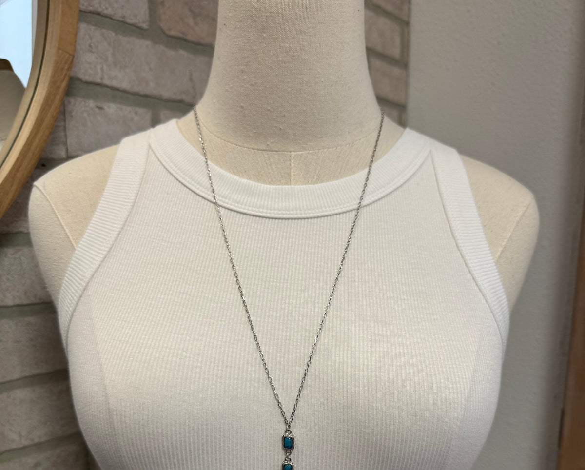 Long Crescent and Turquoise Necklace-Necklaces-Fame-The Silo Boutique, Women's Fashion Boutique Located in Warren and Grand Forks North Dakota