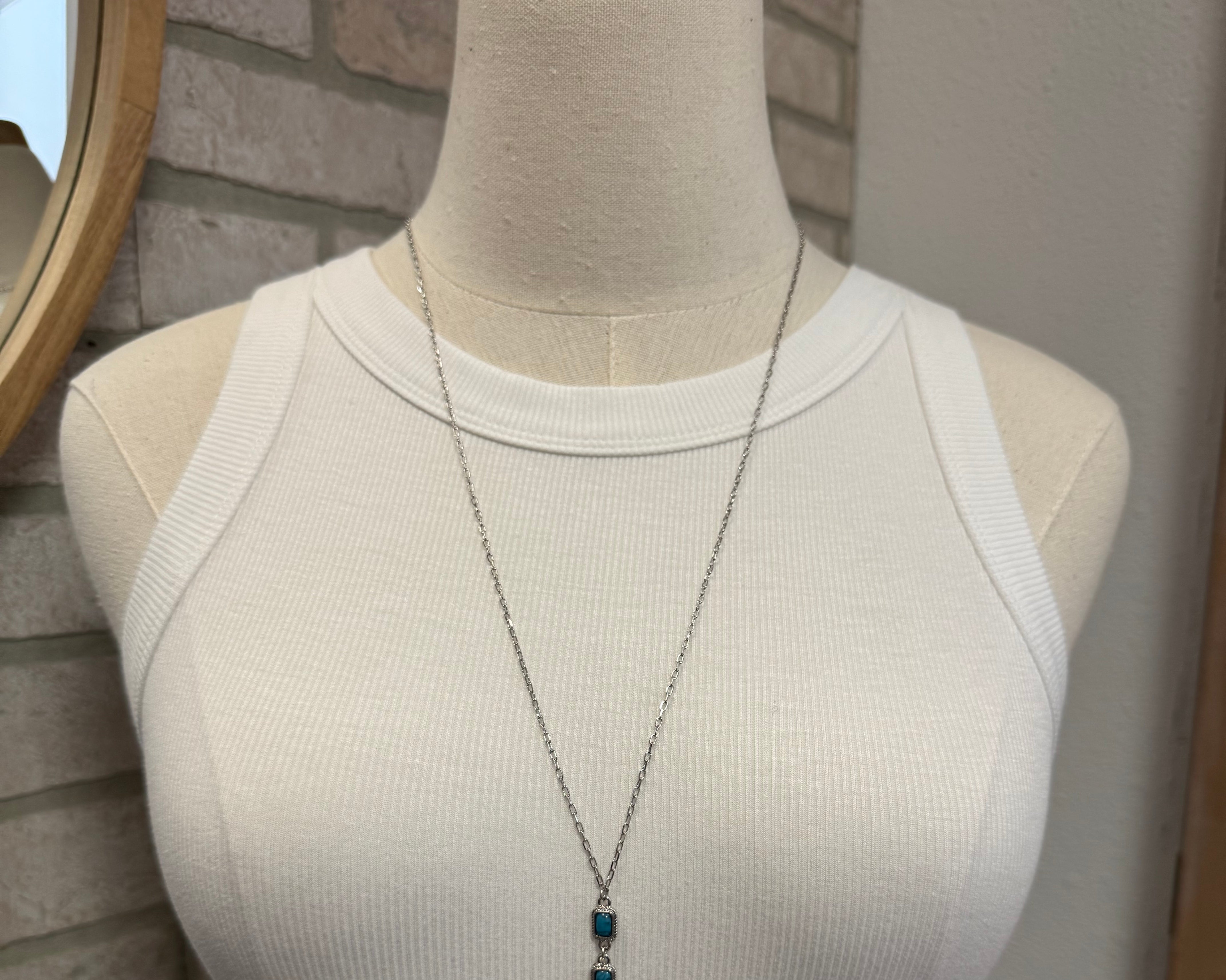 Long Crescent and Turquoise Necklace-Necklaces-Fame-The Silo Boutique, Women's Fashion Boutique Located in Warren and Grand Forks North Dakota