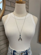 Long Crescent and Turquoise Necklace-Necklaces-Fame-The Silo Boutique, Women's Fashion Boutique Located in Warren and Grand Forks North Dakota