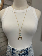 Long Crescent and Turquoise Necklace-Necklaces-Fame-The Silo Boutique, Women's Fashion Boutique Located in Warren and Grand Forks North Dakota