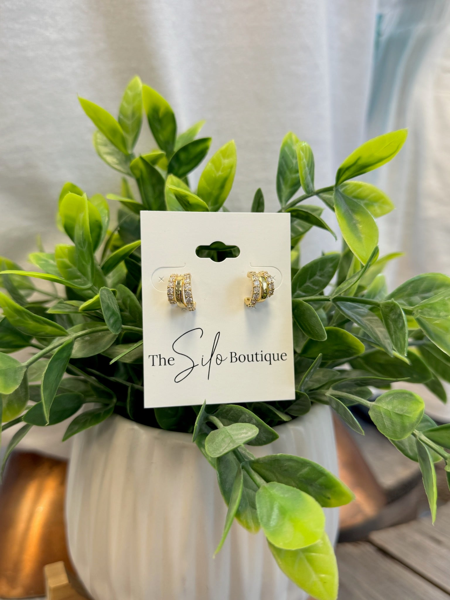 Pave Wide Earrings-Earrings-Fame-The Silo Boutique, Women's Fashion Boutique Located in Warren and Grand Forks North Dakota