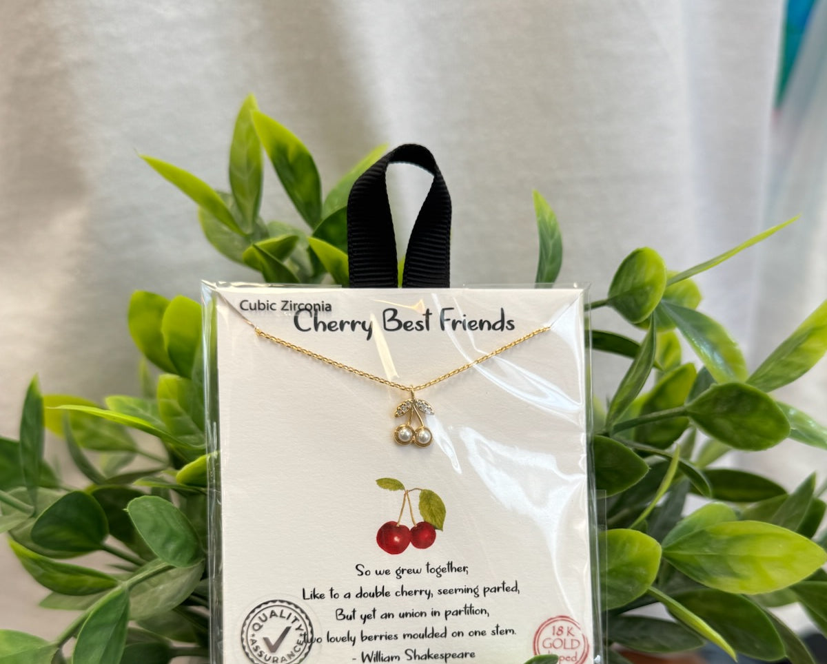 Cherry Best Friends Necklace-Necklaces-Fame-The Silo Boutique, Women's Fashion Boutique Located in Warren and Grand Forks North Dakota
