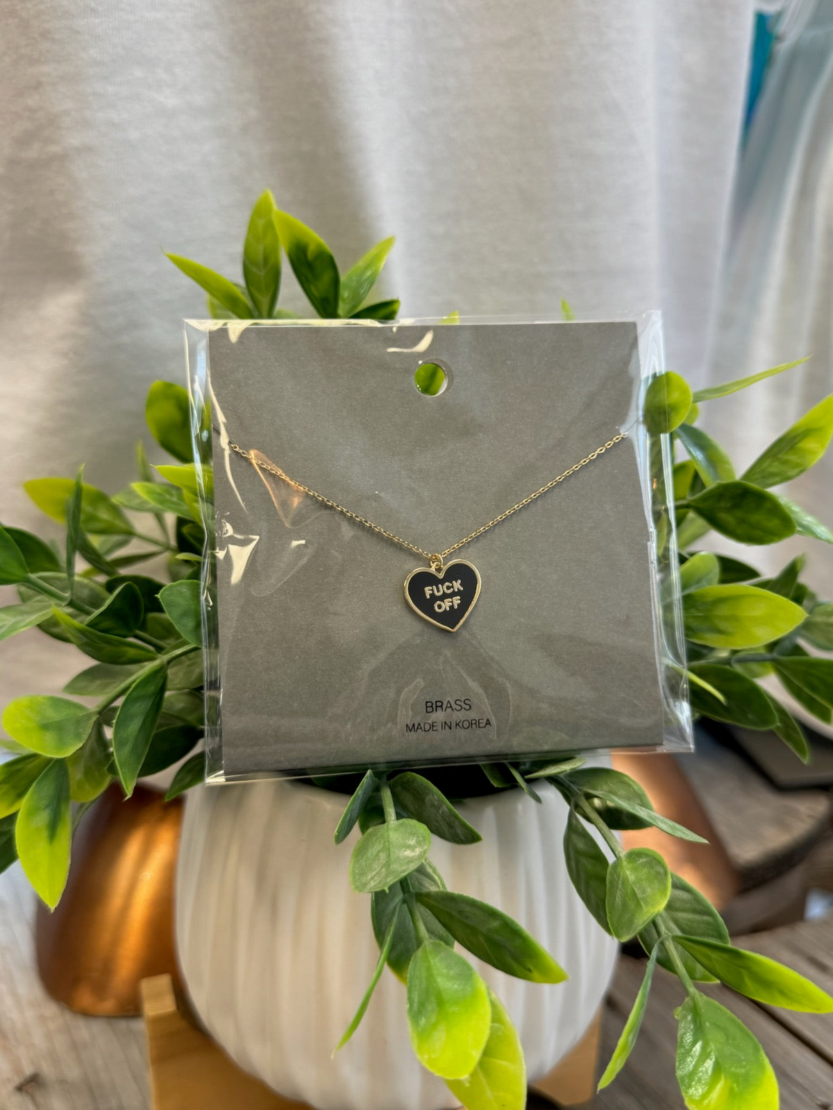 Fuck Off Black Heart Necklace-Necklaces-Fame-The Silo Boutique, Women's Fashion Boutique Located in Warren and Grand Forks North Dakota