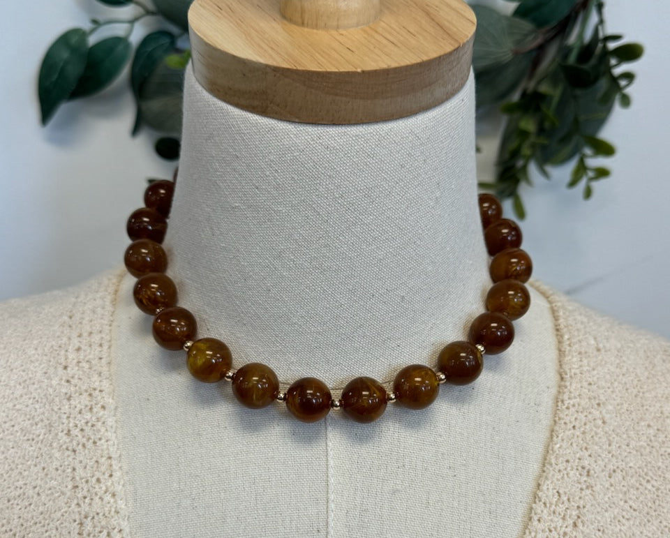 Resin Ball Necklace-Necklaces-Fame-The Silo Boutique, Women's Fashion Boutique Located in Warren and Grand Forks North Dakota