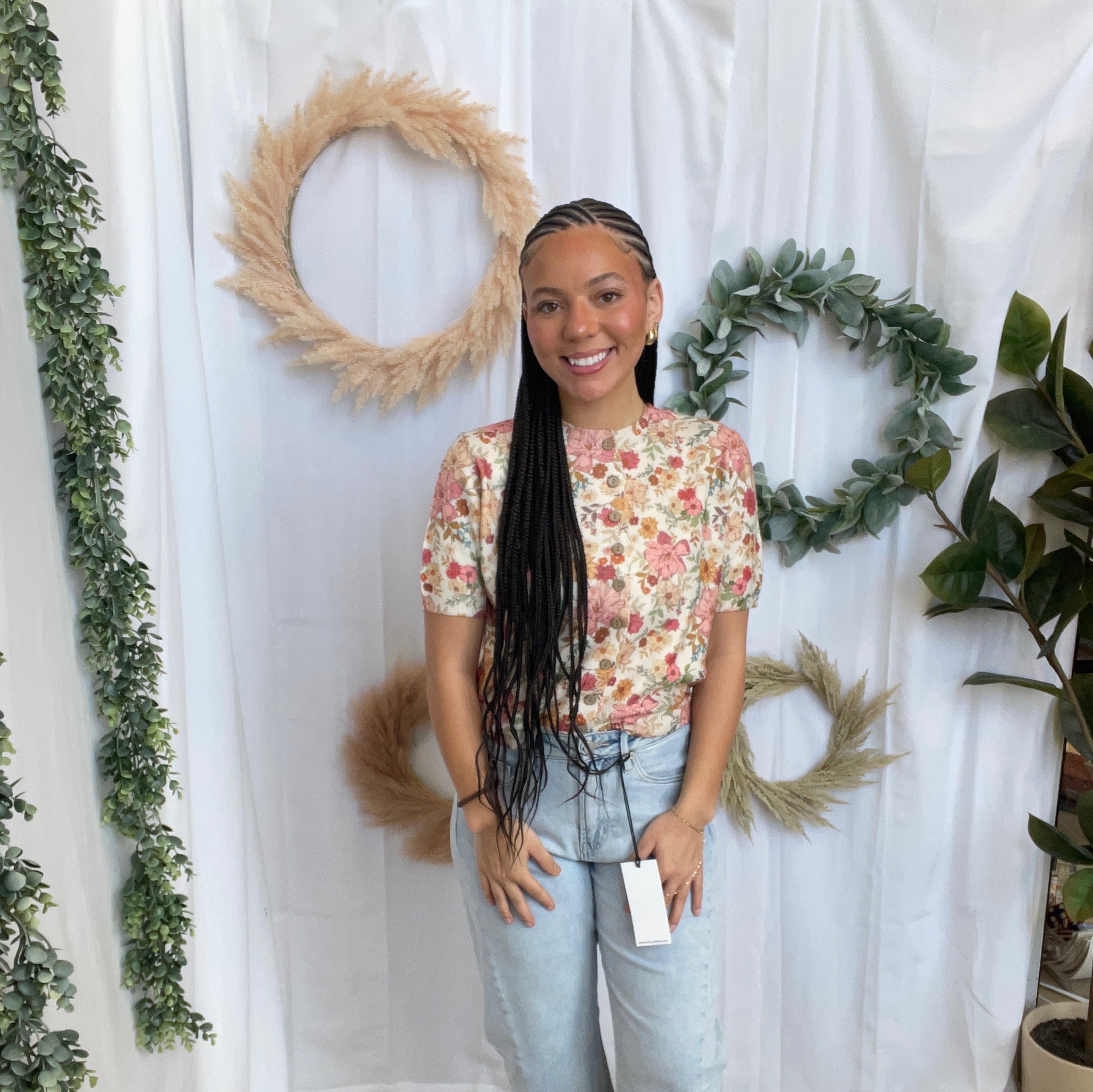 Jade Floral Button Down Sweater Top-Short Sleeve Tops-jade by jane-The Silo Boutique, Women's Fashion Boutique Located in Warren and Grand Forks North Dakota