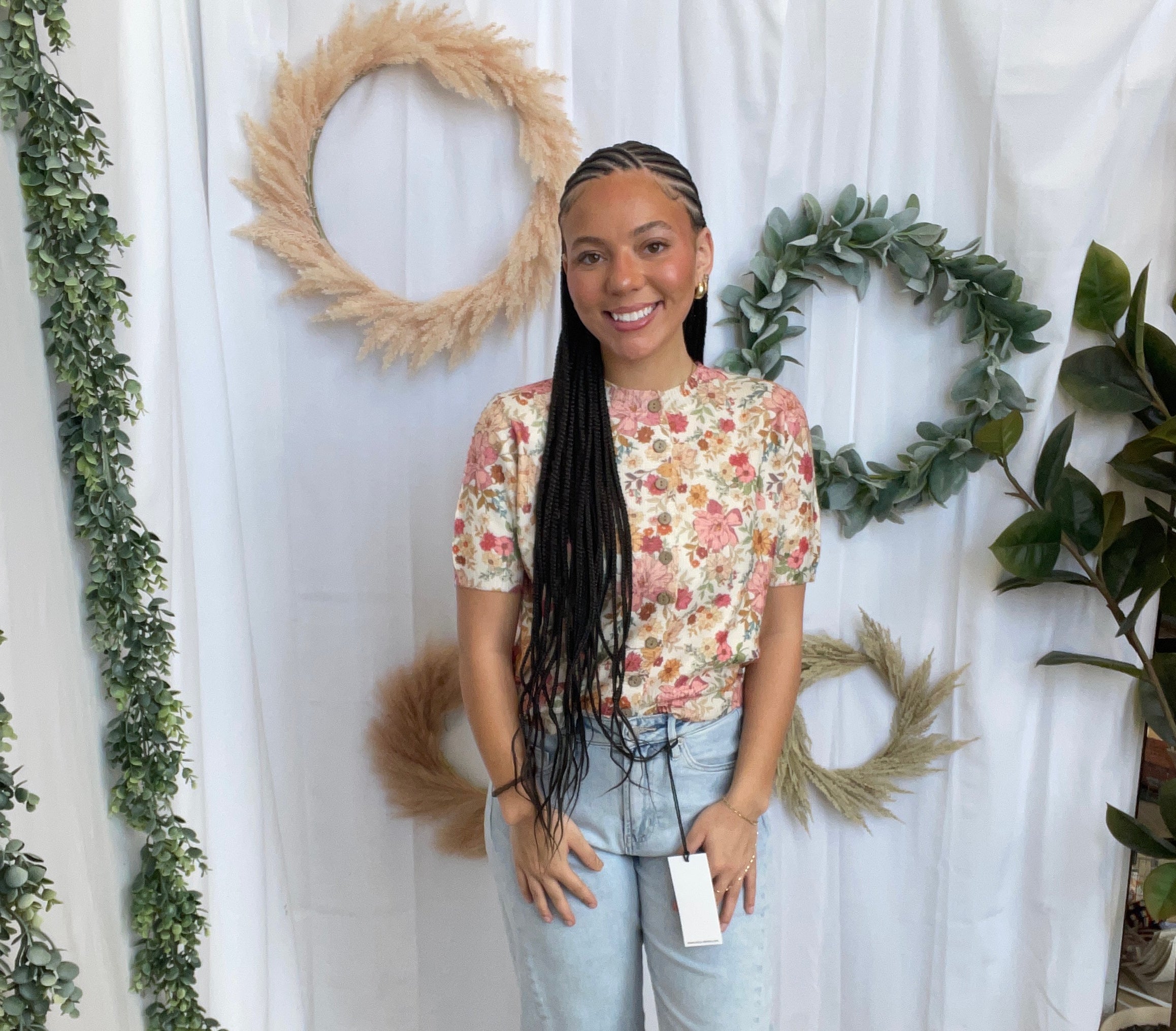 Jade Floral Button Down Sweater Top-Short Sleeve Tops-jade by jane-The Silo Boutique, Women's Fashion Boutique Located in Warren and Grand Forks North Dakota