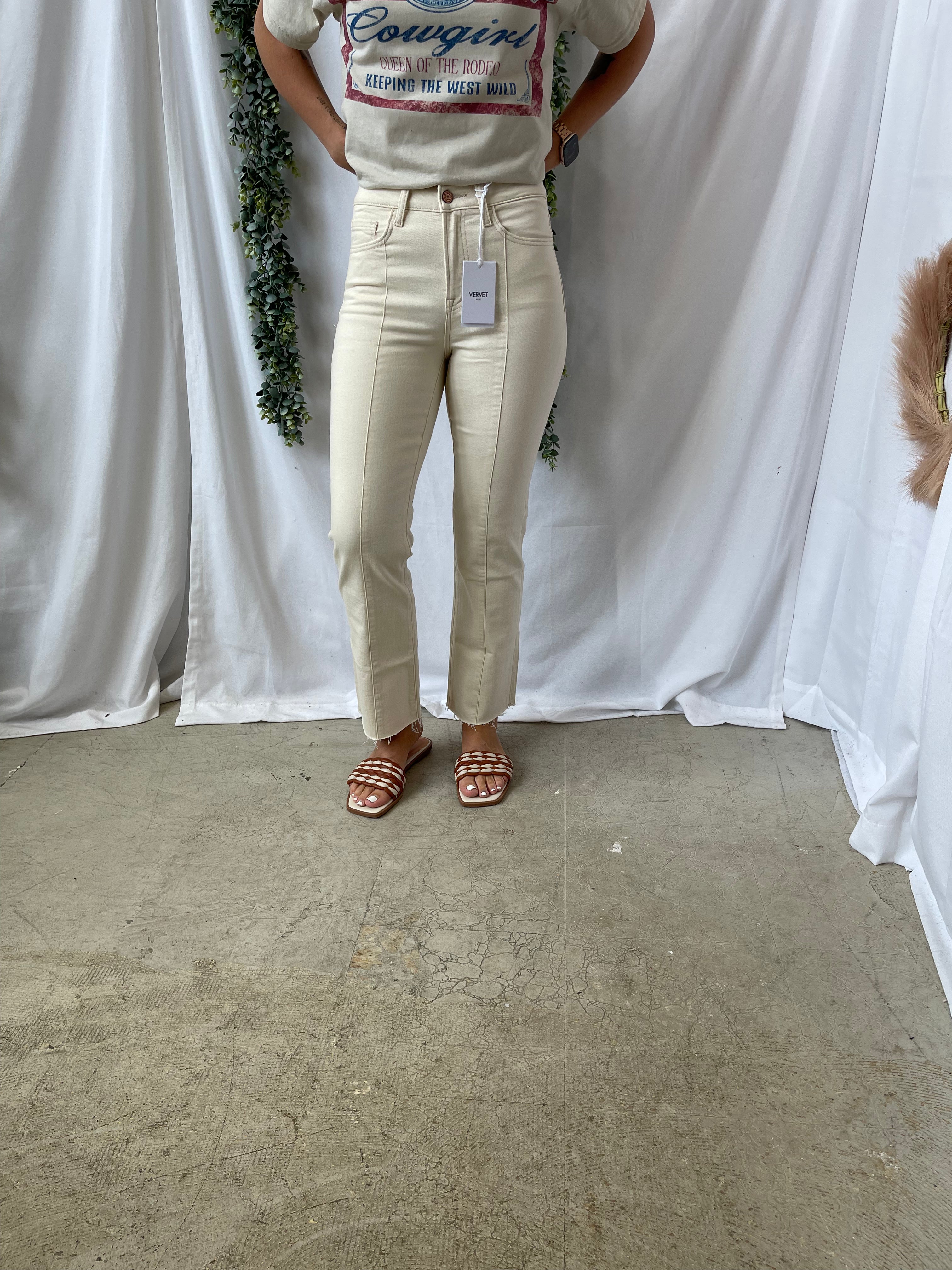 Vervet Natural Pintuck Jeans-Jeans-vervet-The Silo Boutique, Women's Fashion Boutique Located in Warren and Grand Forks North Dakota