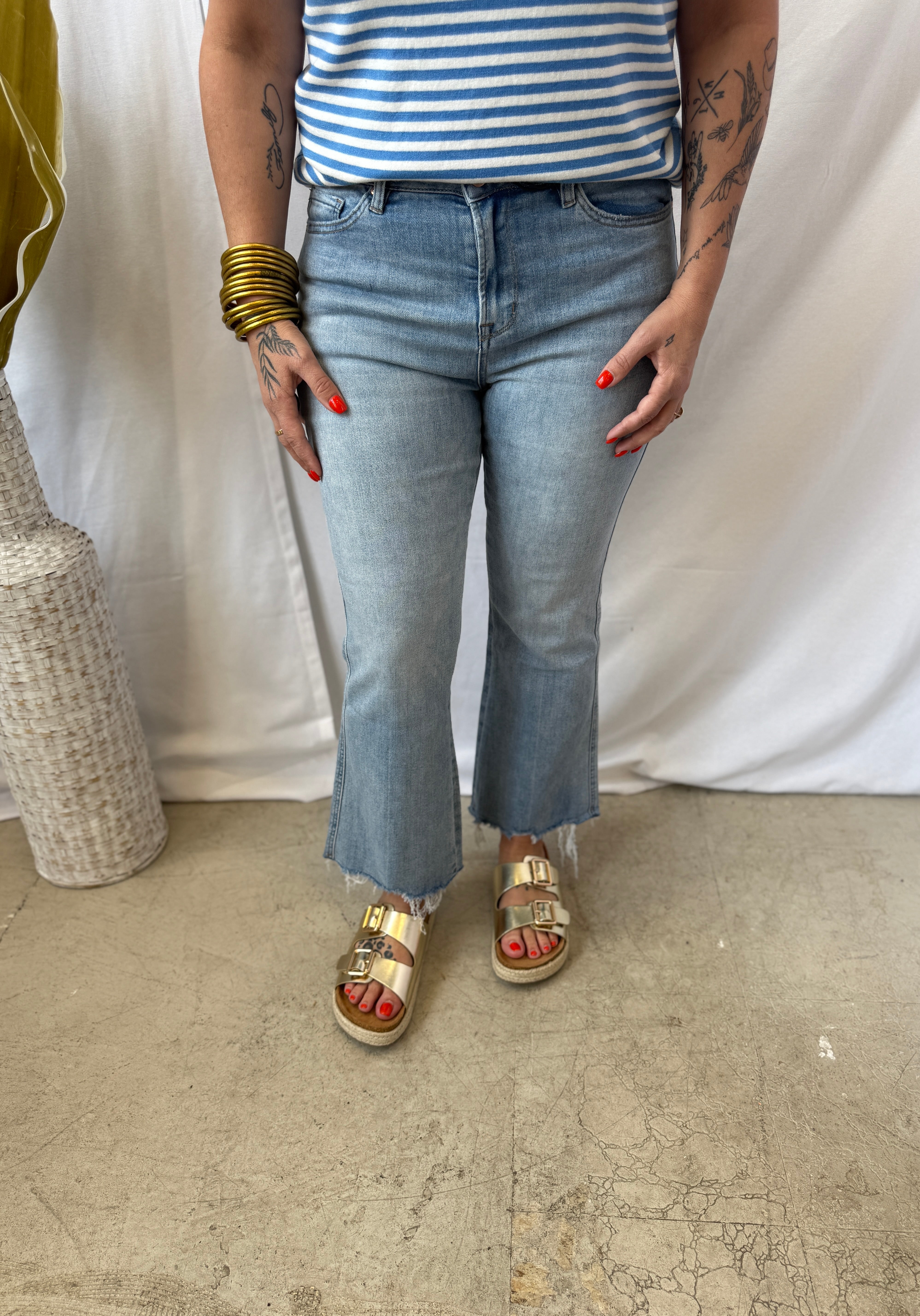 Mica Moscato Crop Flare Jeans-Final Sale-Jeans-mica-The Silo Boutique, Women's Fashion Boutique Located in Warren and Grand Forks North Dakota