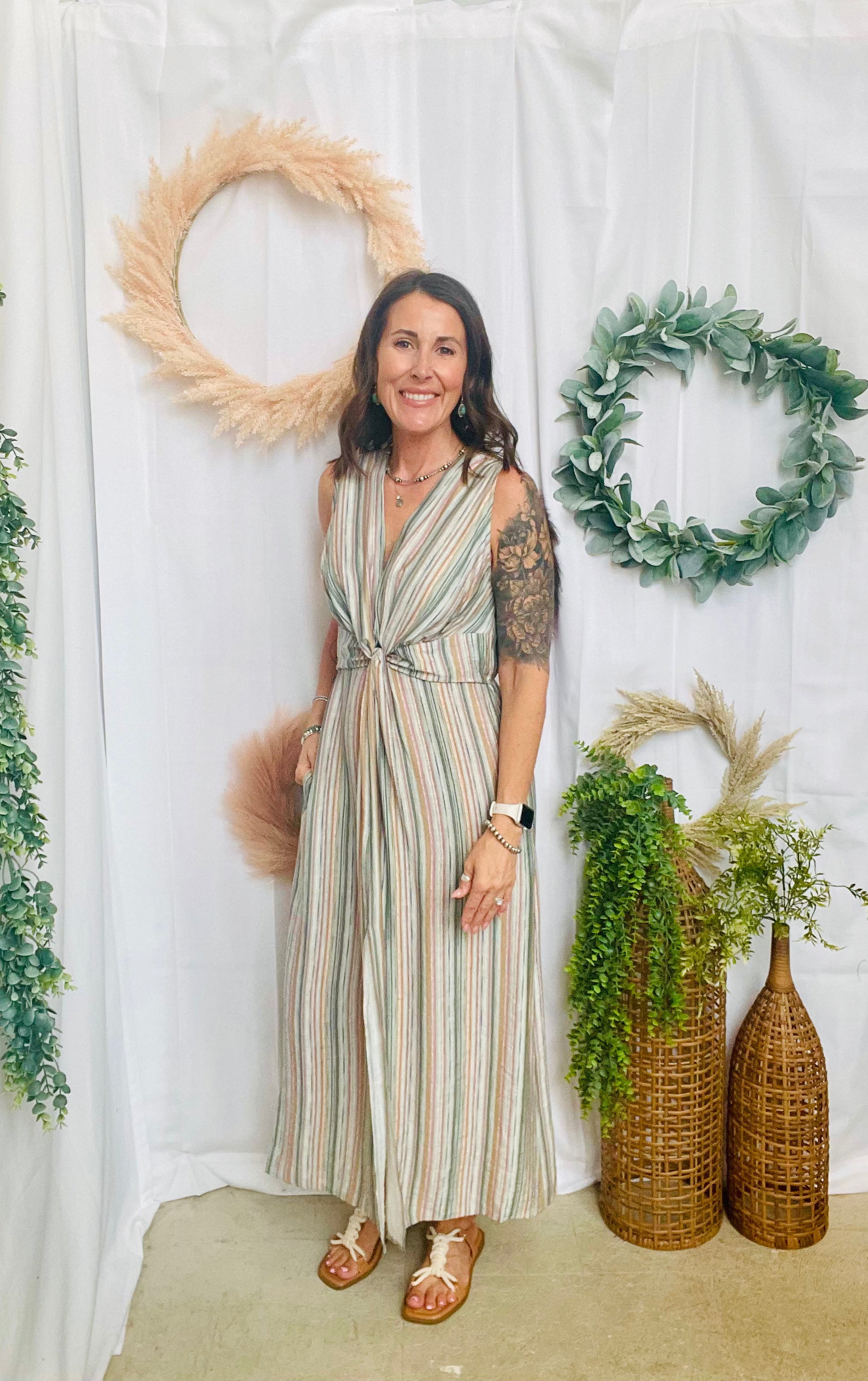Coastal Breeze Knot Front Midi Dress-Dresses-cozy co-The Silo Boutique, Women's Fashion Boutique Located in Warren and Grand Forks North Dakota