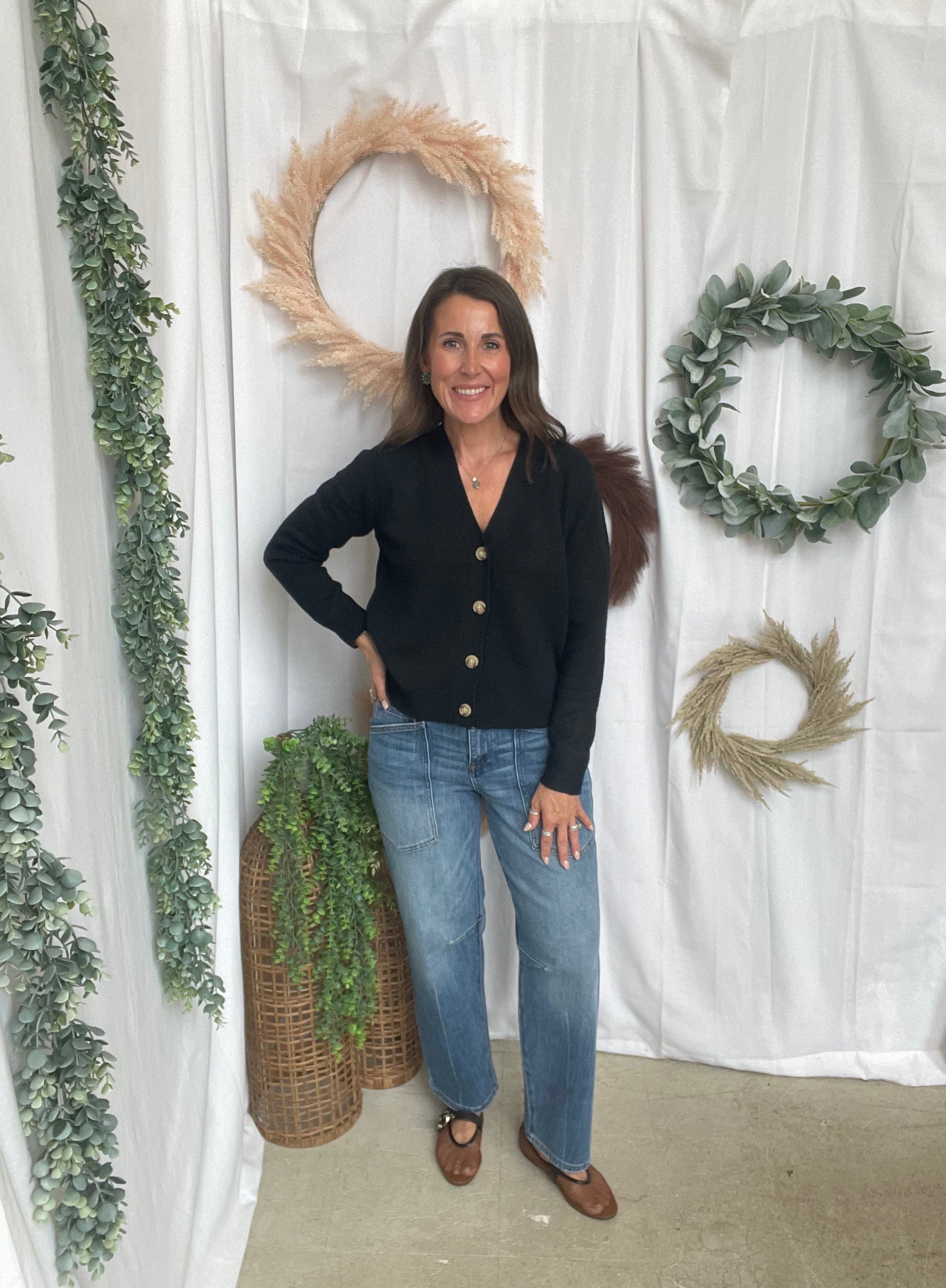 Shelly V Neck Cardigan-Black-Cardigans-staccato-The Silo Boutique, Women's Fashion Boutique Located in Warren and Grand Forks North Dakota