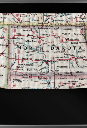 North Dakota Map Tea Towel-Tea Towels-Daisy May Designs-The Silo Boutique, Women's Fashion Boutique Located in Warren and Grand Forks North Dakota