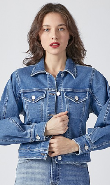 Risen Balloon Sleeve Denim Jacket-Coats & Jackets-risen-The Silo Boutique, Women's Fashion Boutique Located in Warren and Grand Forks North Dakota
